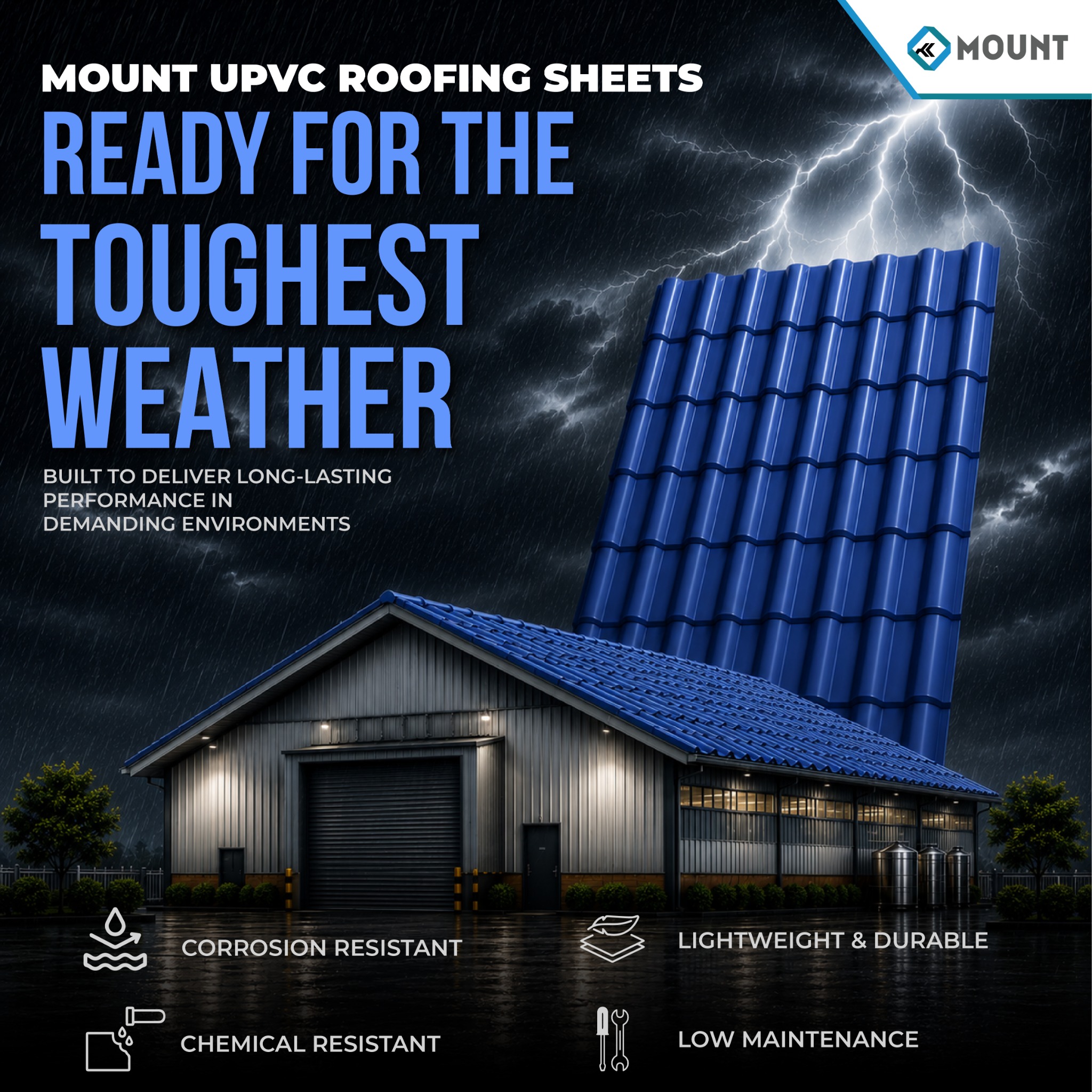 Mount Roofing Facebook ad: UPVC Sheets, Weather‑Resistant & Durable Roofing Solutions