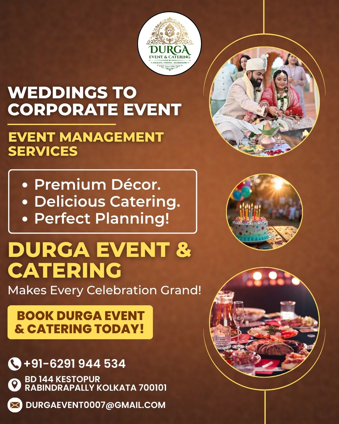 Durga Event & Catering Facebook ad: Book Your Free Event Consultation