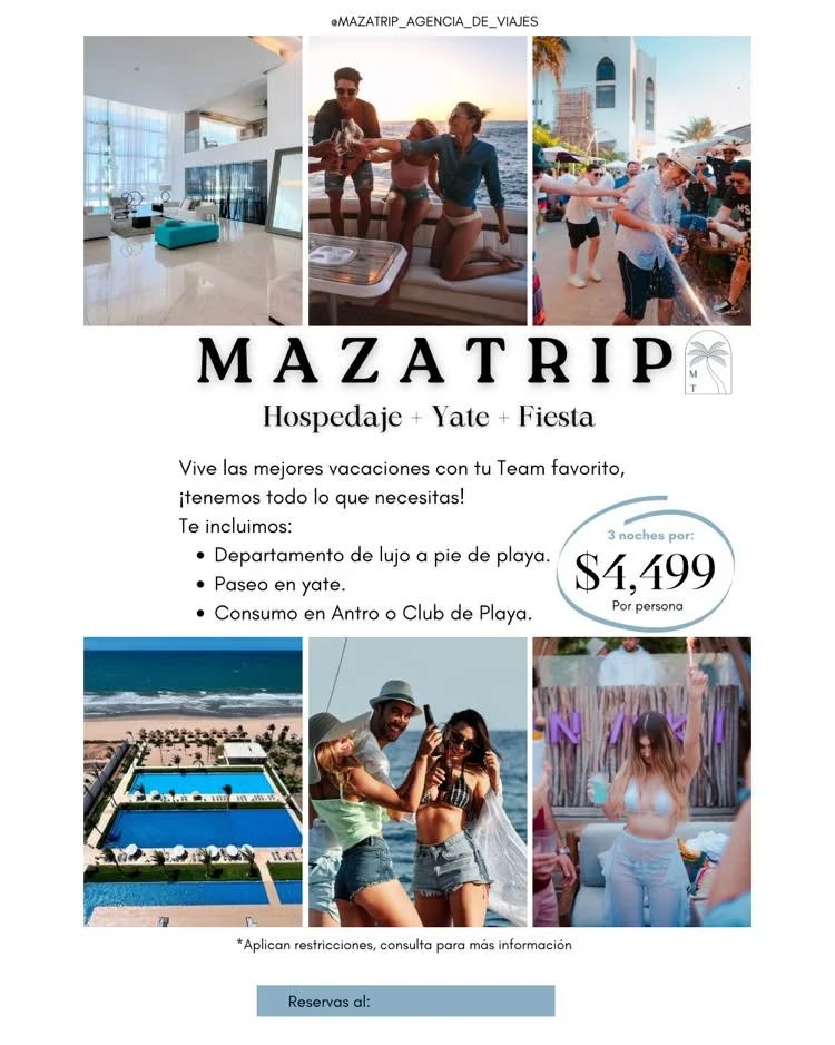 Mazatrip Agencia de Viajes y Turismo Facebook ad: ¡Vive las mejores vacaciones con Mazatrip!