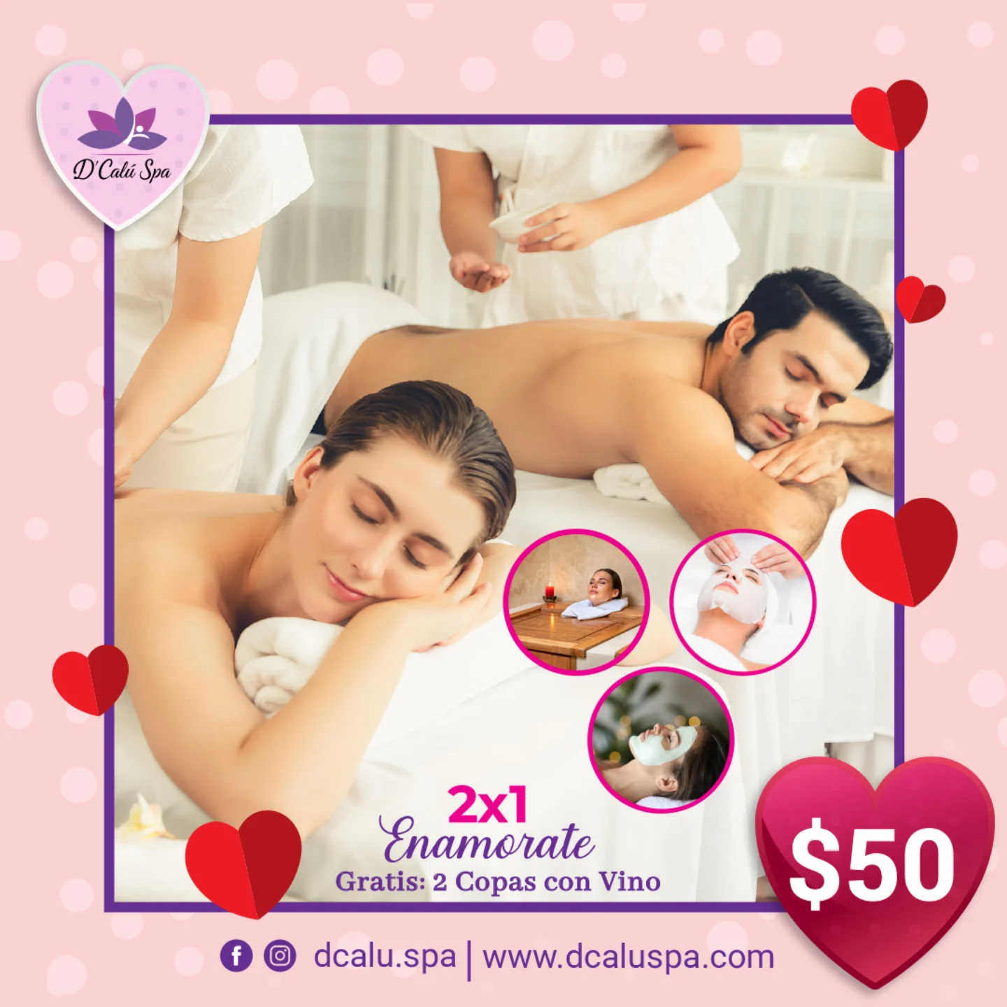 D'Calú - Spa Facebook ad: 2x1 ¡Enamórate! Aplica a 2 Personas en General…