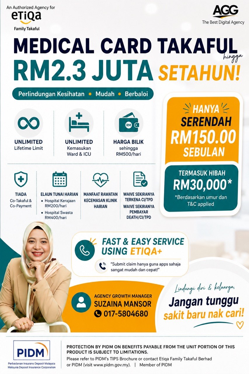 Suzaina Mansor Facebook ad: MEDICAL CARD TAKAFUL HINGGA RM2.3JUTA SETAHUN