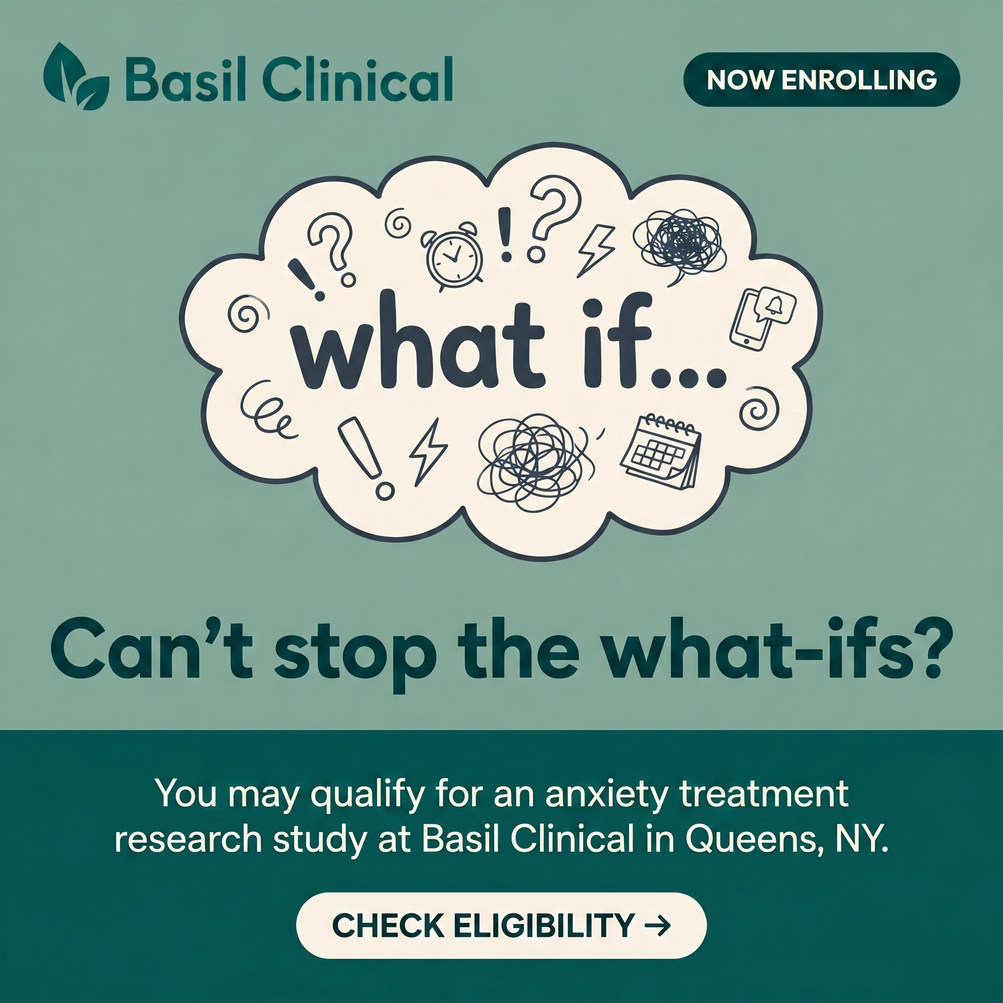 Basil Clinical Facebook ad: Living With Anxiety?