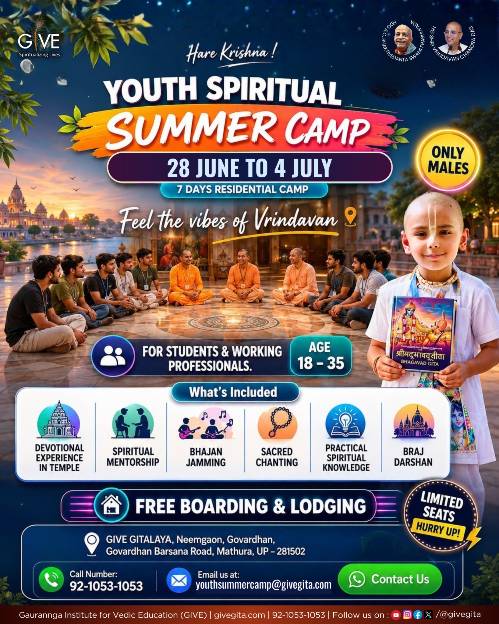 Gaurannga Institute for Vedic Education Facebook ad: Don't Let This Summer Go To Waste