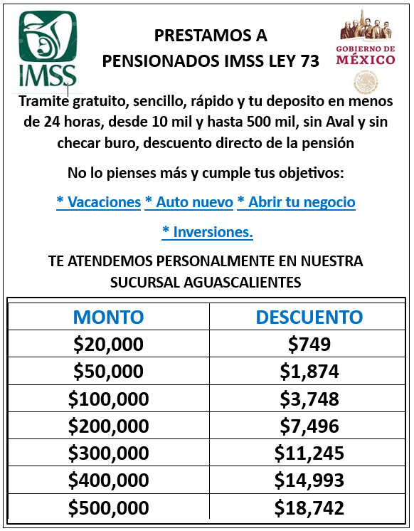 Prestamos Para Pensionados del Imss Ley 73 Facebook ad from Jan 14, 2026
