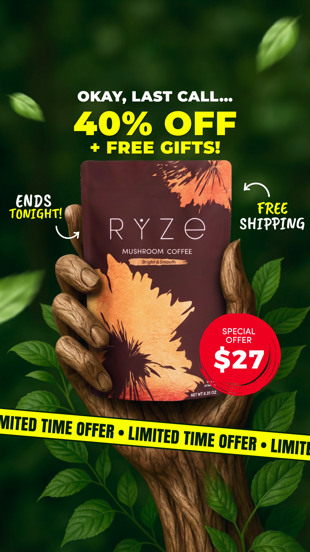 RYZE Superfoods Facebook ad
