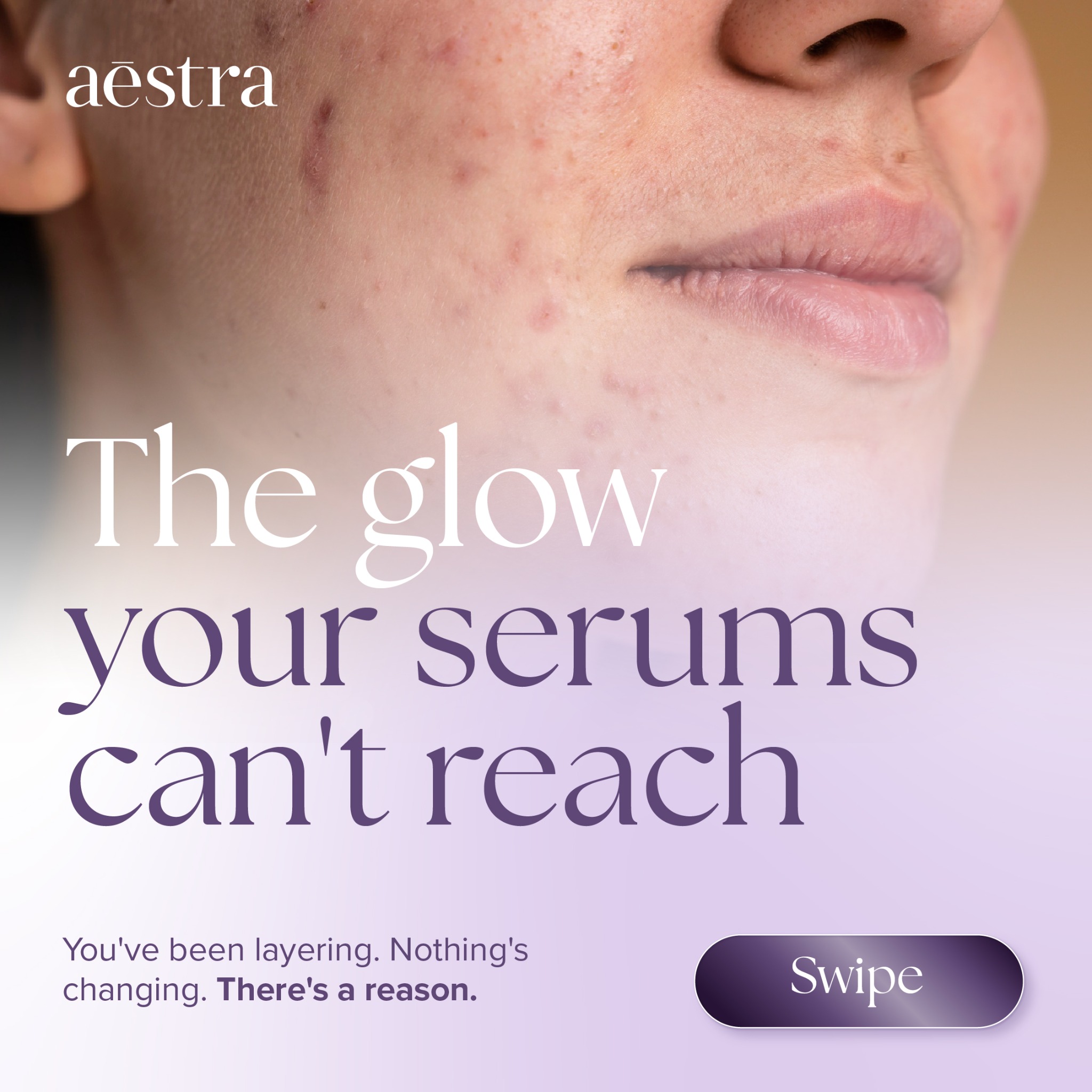 Aestra Facebook ad: Ever wonder why your serums just sit on…