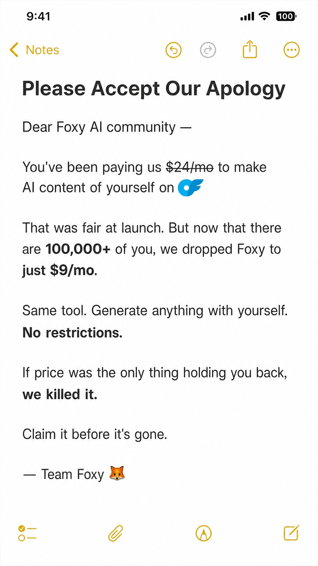 Foxy.ai Facebook ad