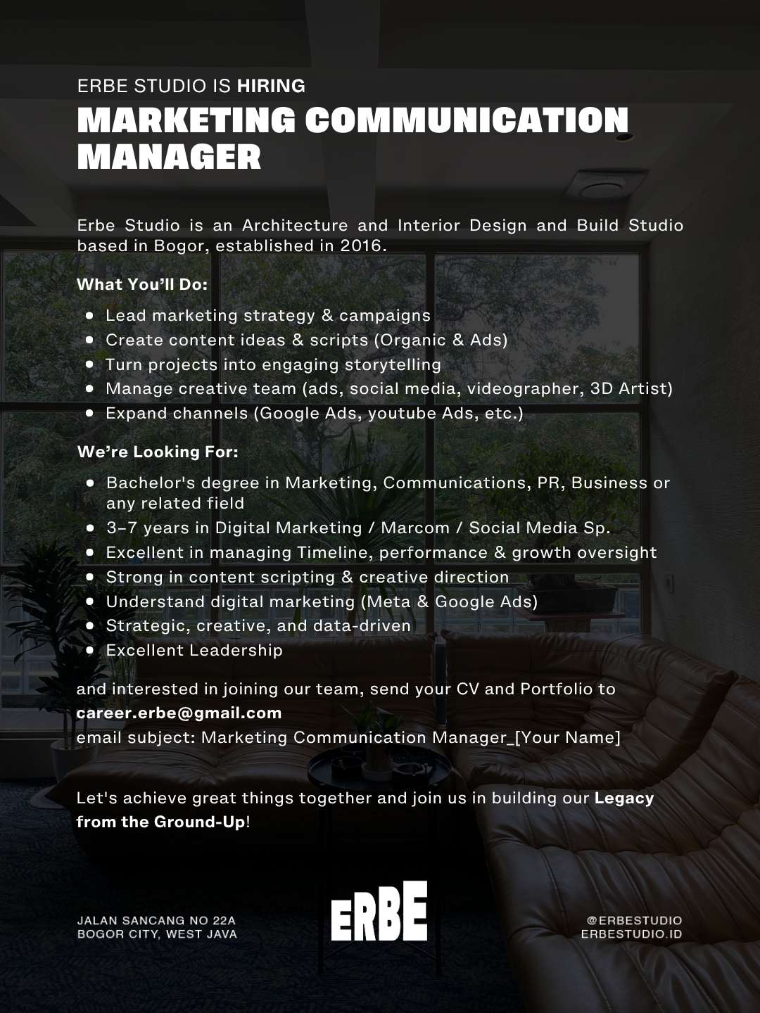 Ērbe Studio Facebook ad: ERBE STUDIO IS HIRING