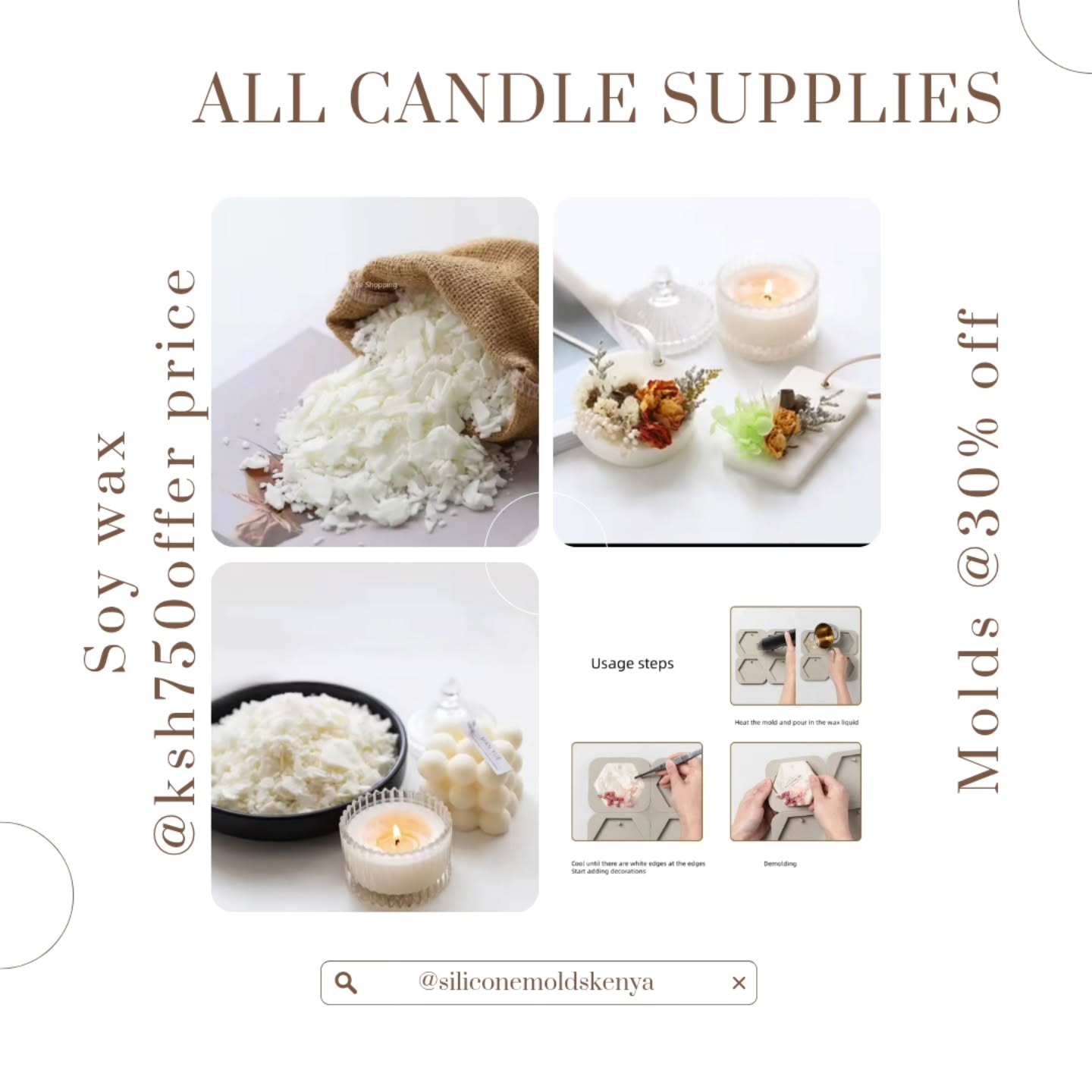 Silicone Molds Kenya Facebook ad: Get your candle beginner kit from 1,000/