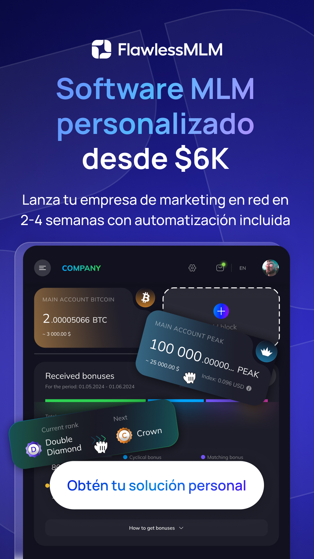 FlawlessMLM Global Facebook ad: Infraestructura MLM White-Label