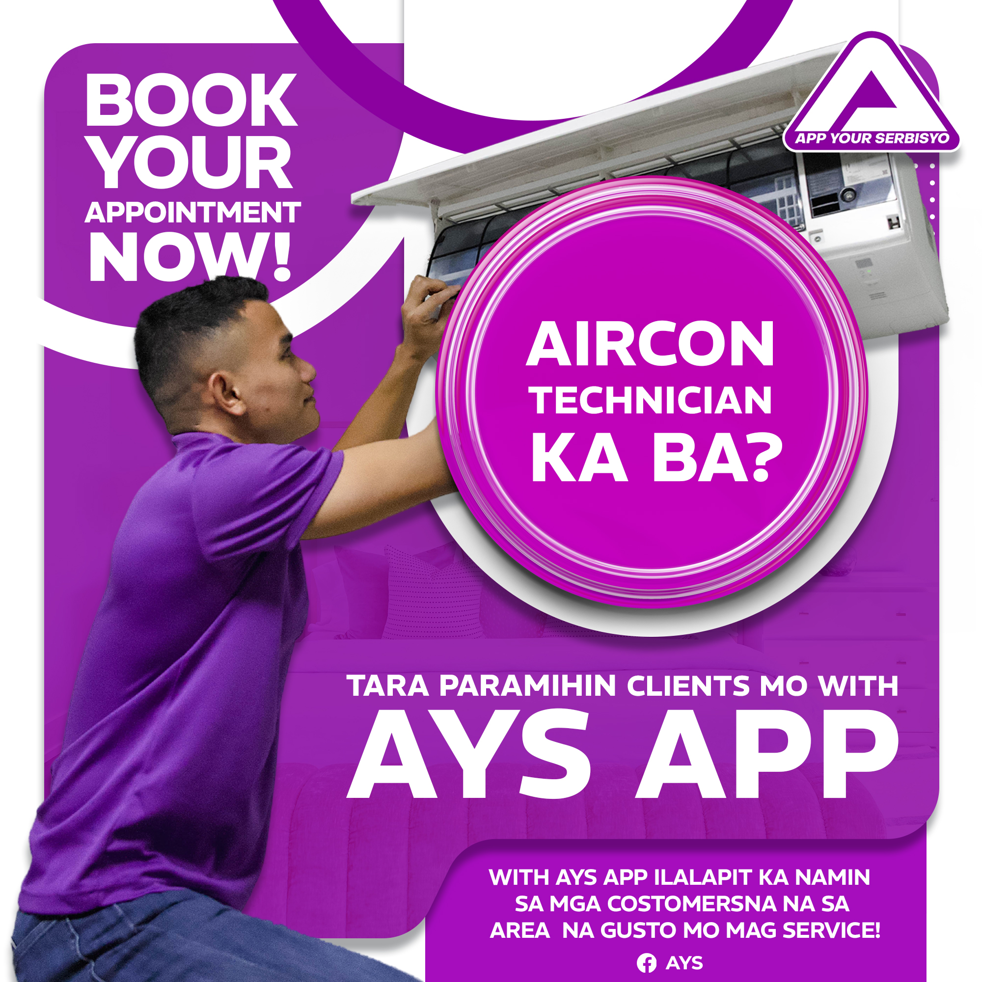 AYS - The 1st Mobile Services Booking App in Philippines Facebook ad