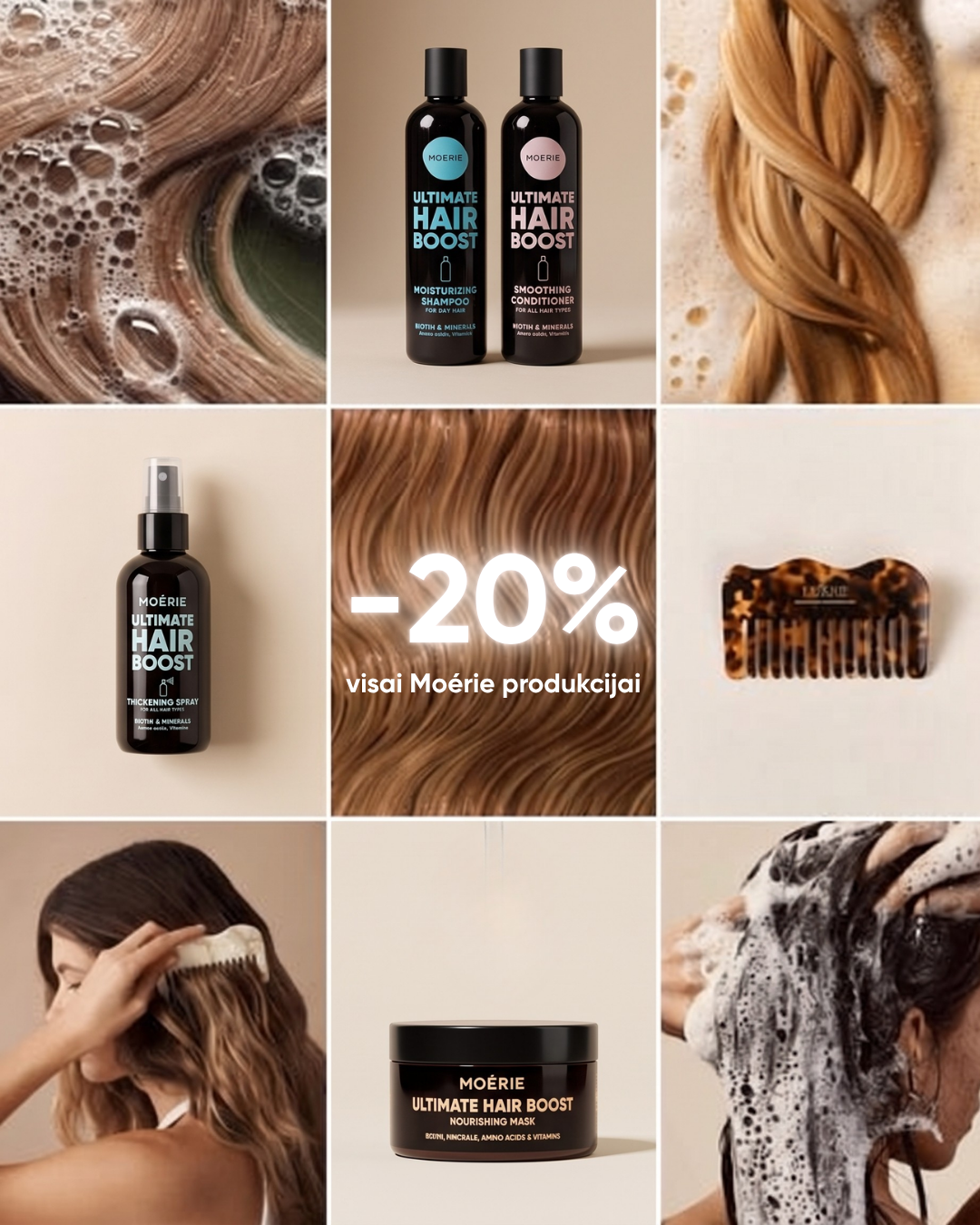 Moérie Beauty Facebook ad: -20% Visiems Produktams