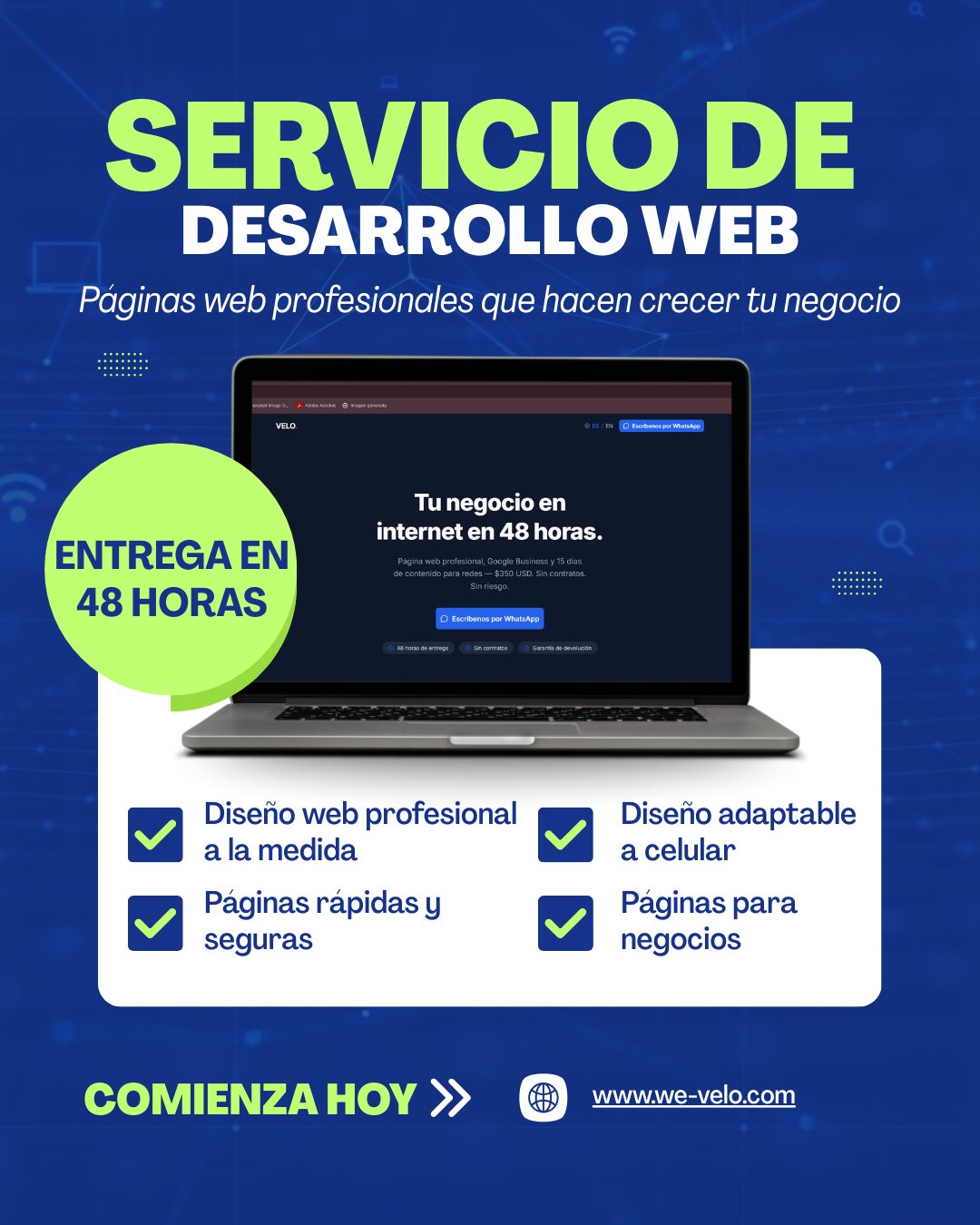 VELO Facebook ad: Tu negocio necesita estar en internet.