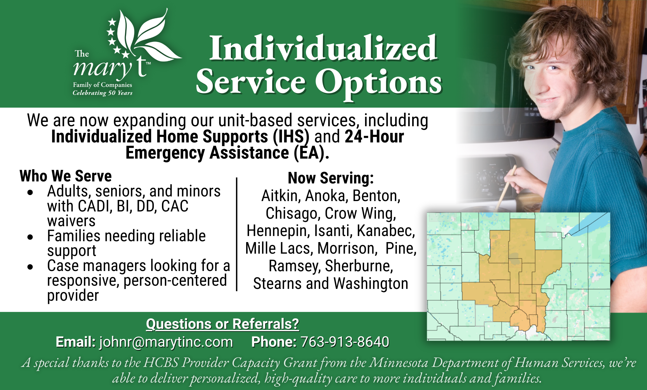 Mary T. Inc. Facebook ad: Disability Services, Senior Living, Home Health, Hospice…