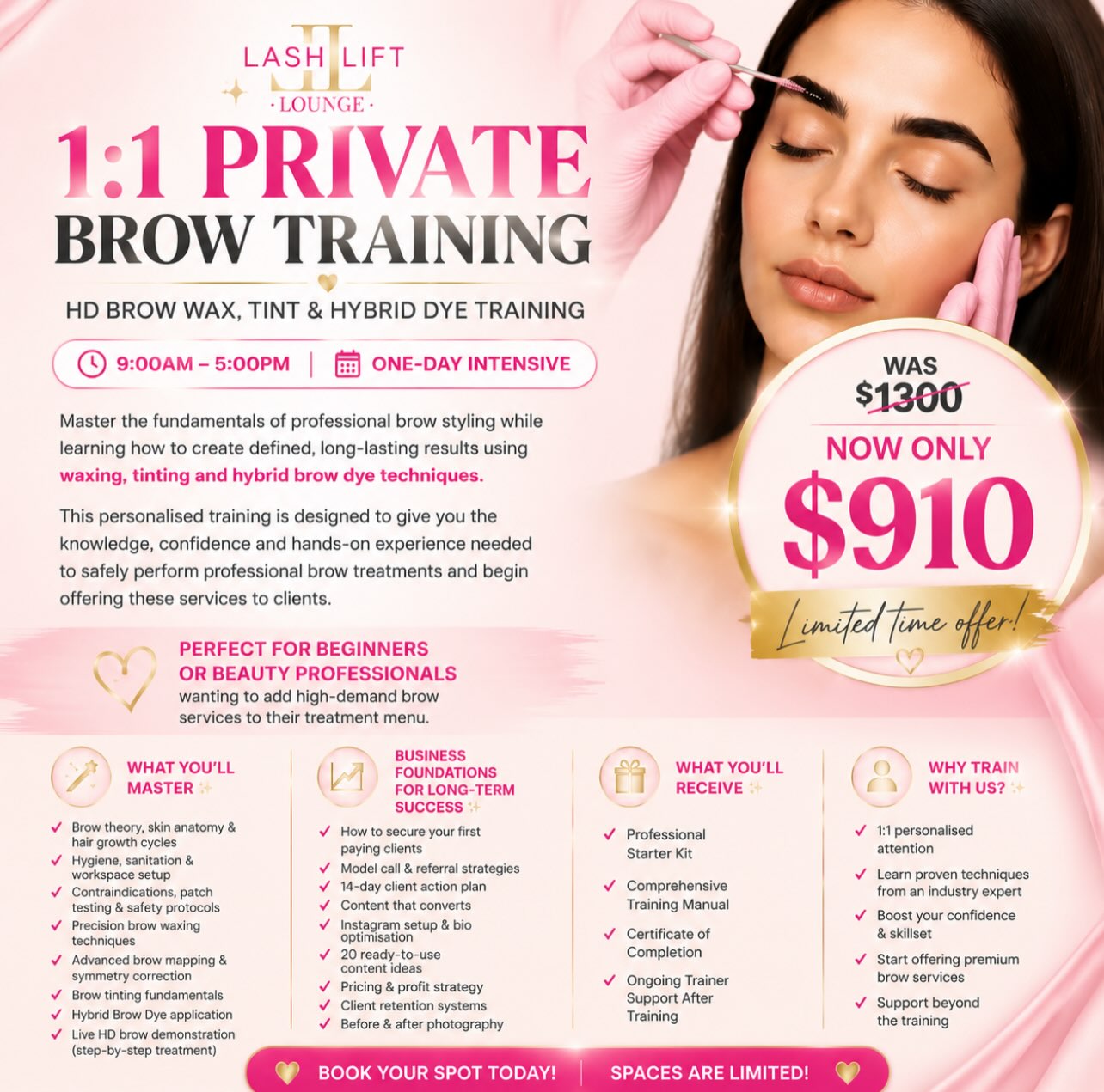 Lashlift Lounge Facebook ad: 1:1 Lash Lift & Brow Training Sydney | Lashlift Lounge
