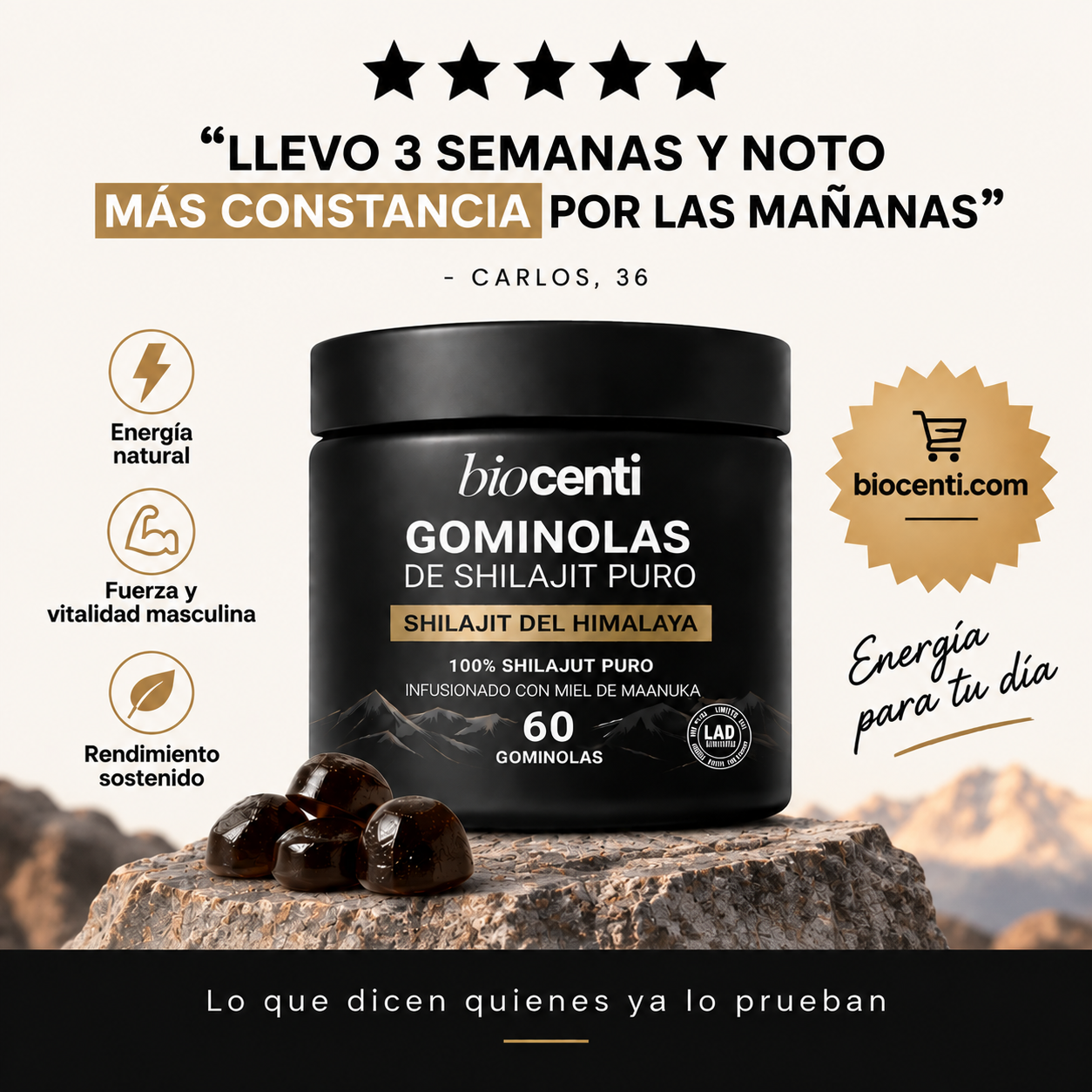 Biocenti Facebook ad: Shilajit puro en pote