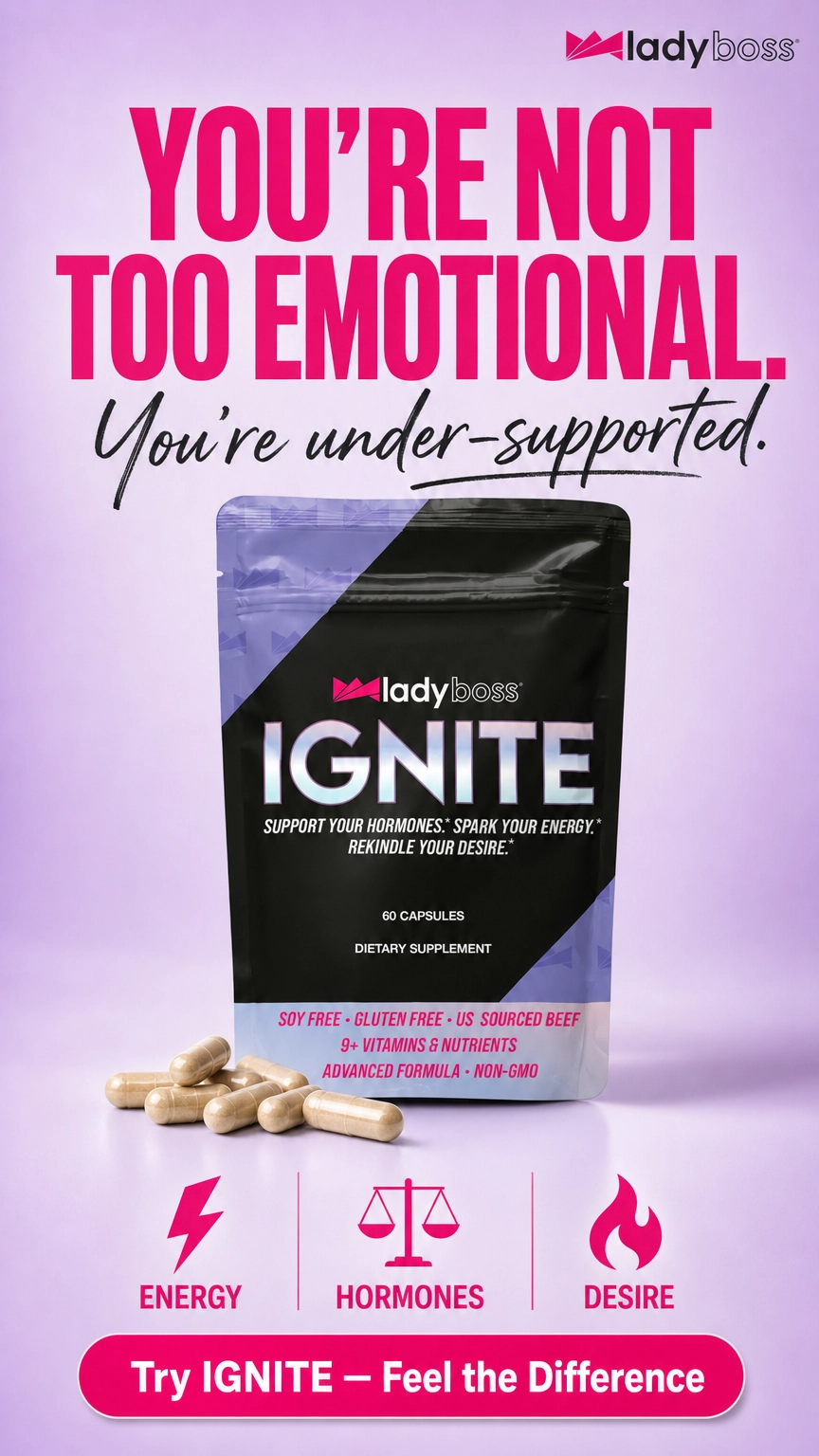 LadyBoss Women’s Health & Lifestyle Facebook ad: You're Not the Problem. Your Hormones Are.
