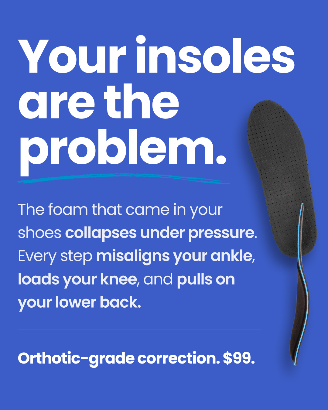 Heartnsoles Facebook ad: Your Foot Shape. Molded in 24 Hours.