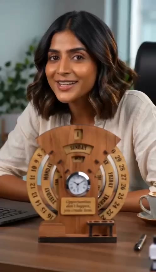 ROOT KRAFT Facebook ad: Infinite Circular Calendar With Pen Card Holder Clock And…