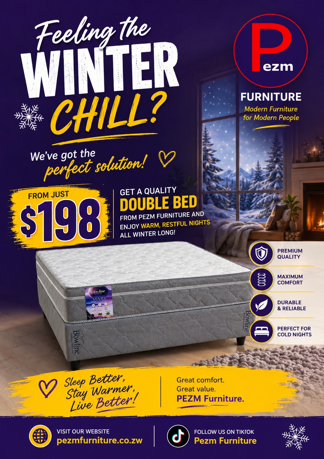 PEZM FURNITURE Facebook ad: FEELING THE WINTER CHILL?