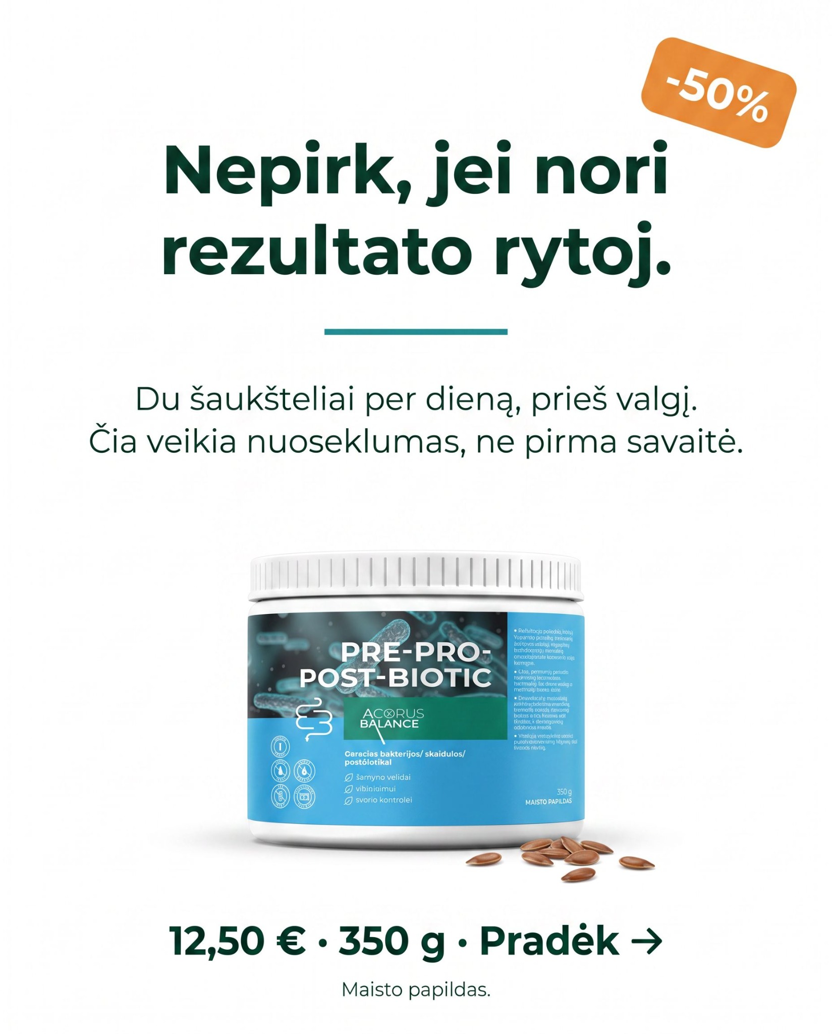 Acorus Balance LT Facebook ad: -50% TIK ŠIANDIEN