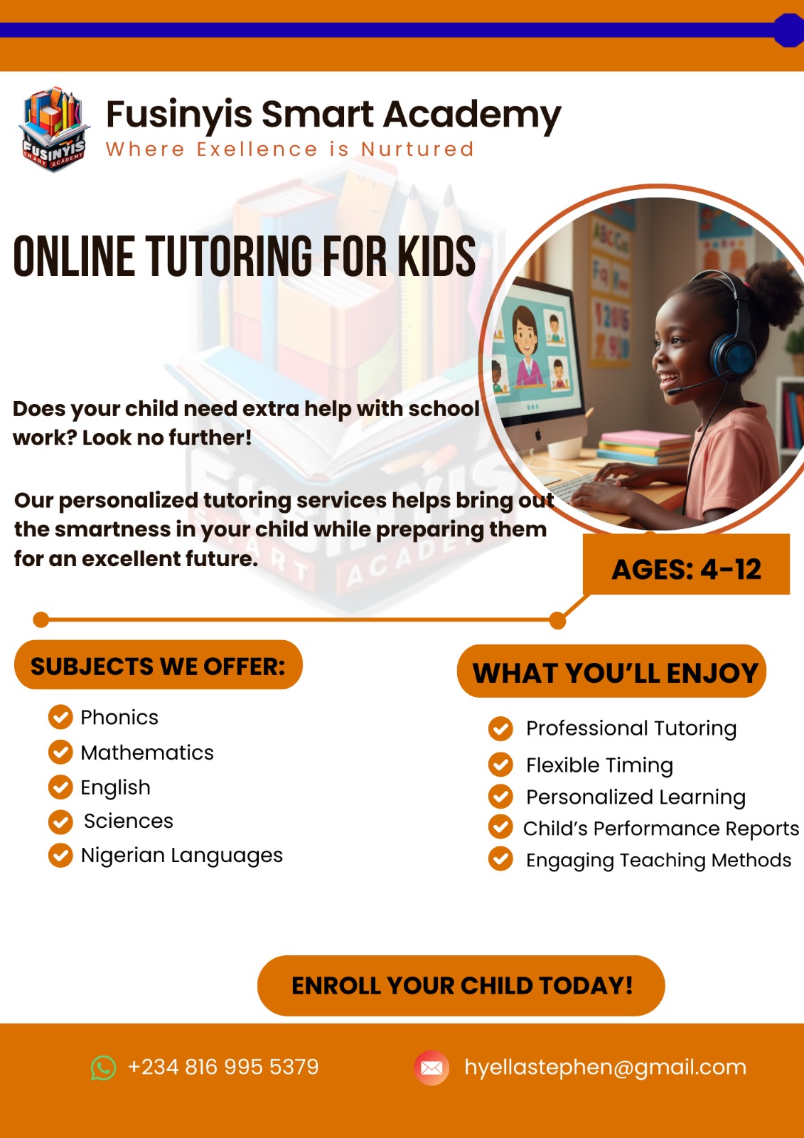 Fusinyis Smart Academy Facebook ad: Every child deserves the right foundation