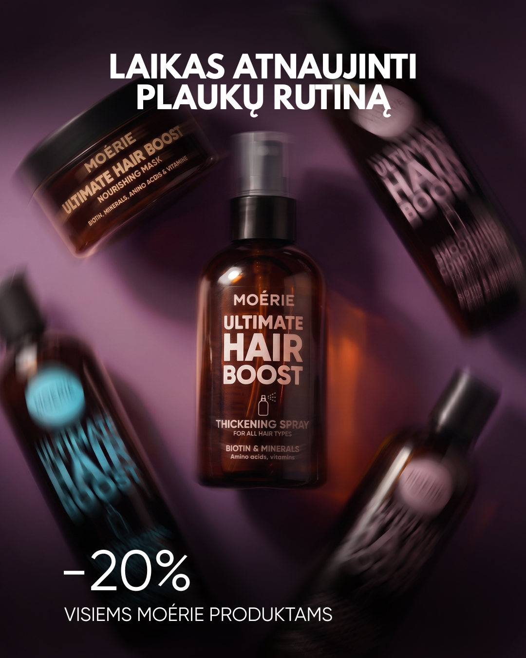 Moérie Beauty Facebook ad: -20% Visiems Produktams