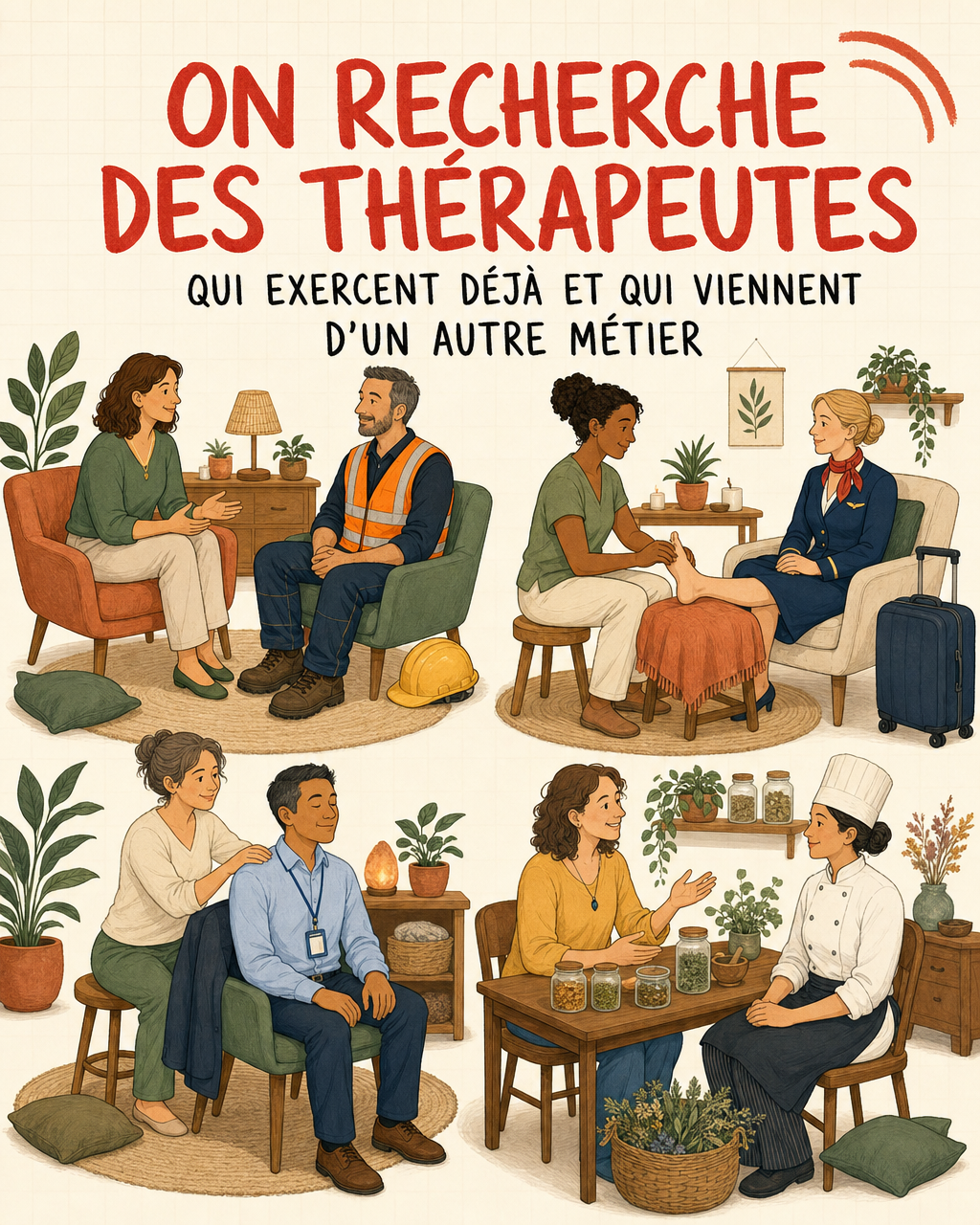 LiveMentor Facebook ad: Nous recherchons des thérapeutes qui exercent depuis 1 an
