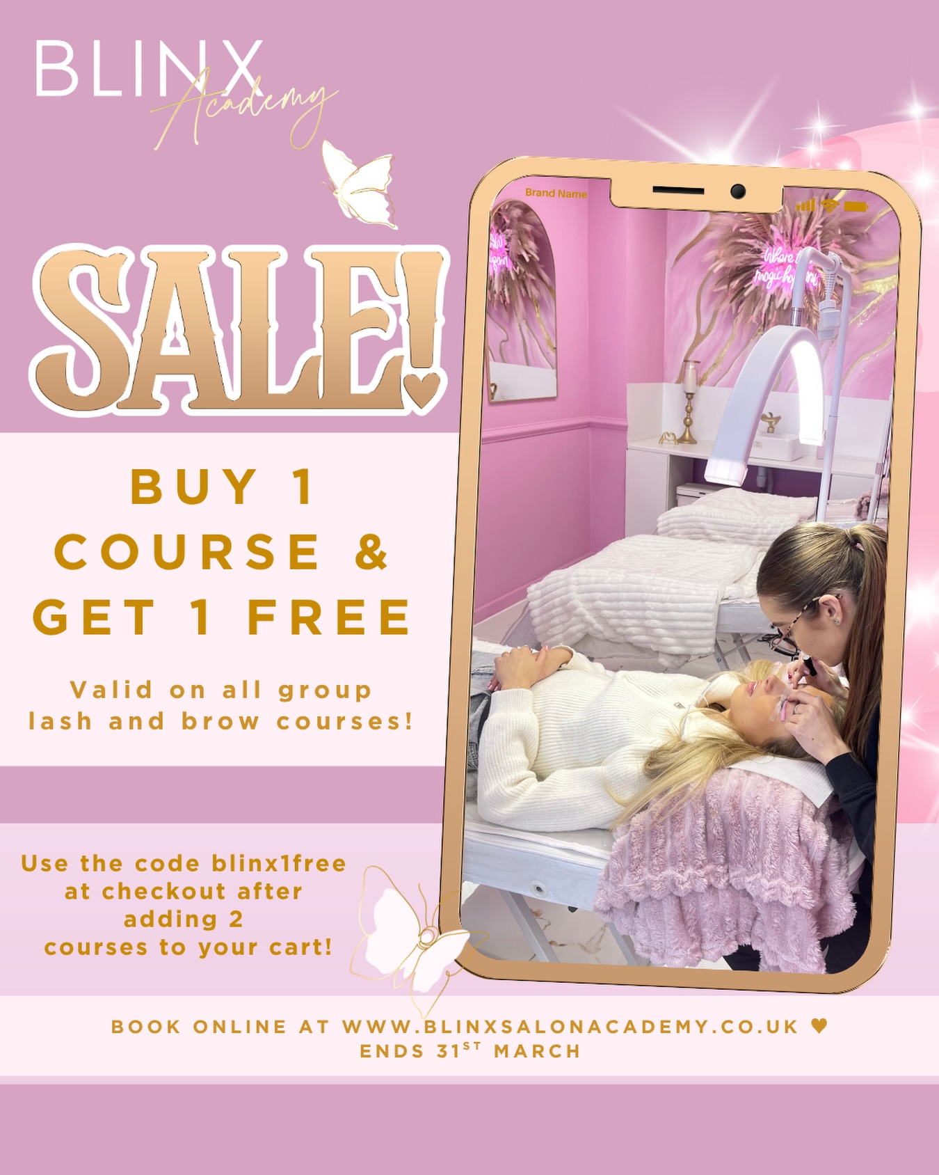 BLINX Academy Facebook ad: BUY 1 GET 1 FREE COURSES