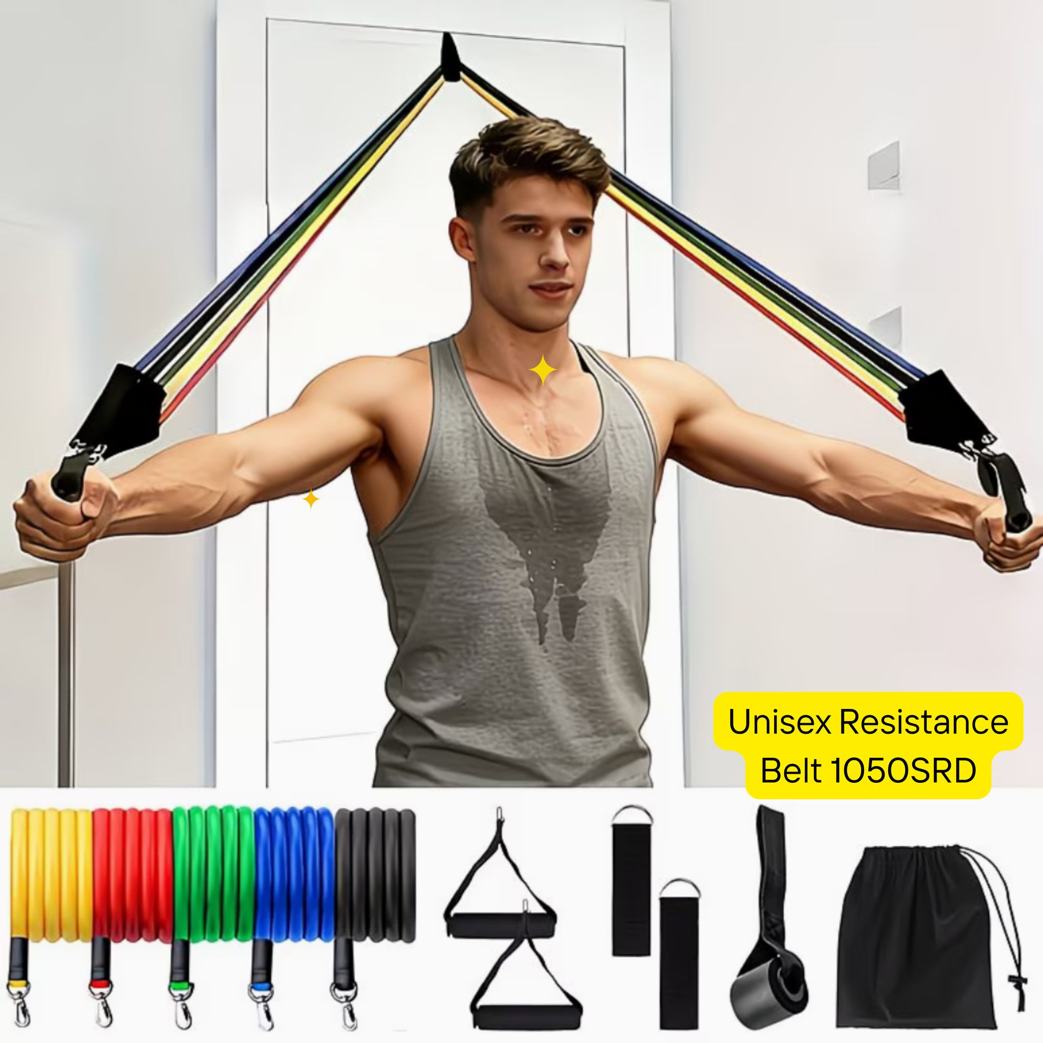 Binnie Facebook ad: Full Set Fitness Resistance Bands, Unisex Home Gym