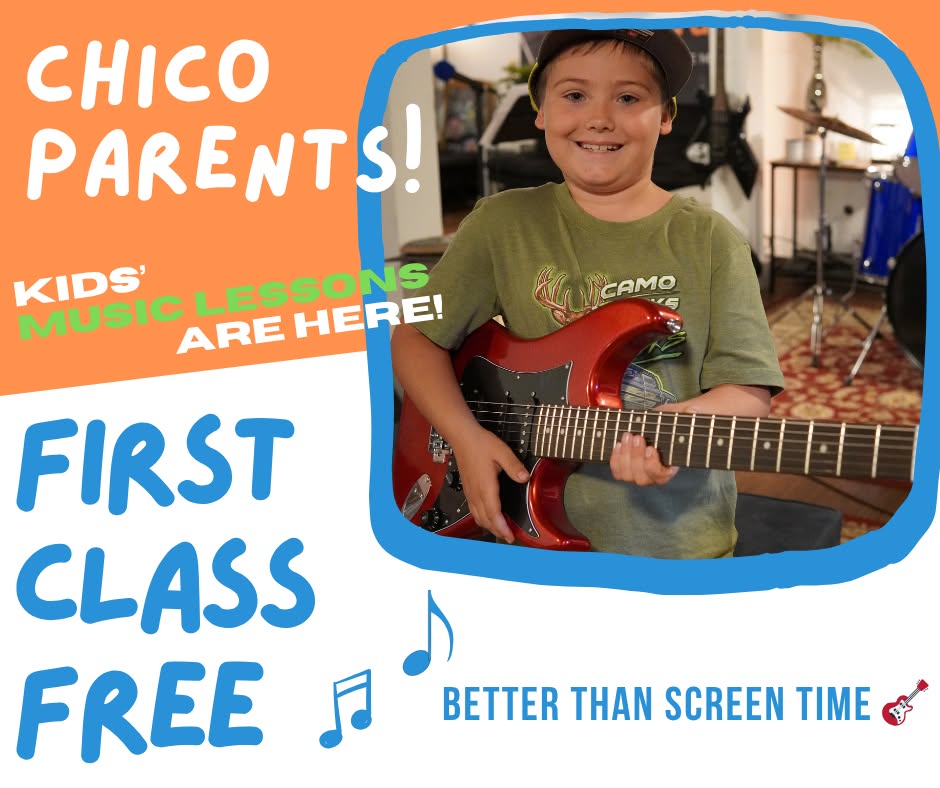 Simple Strings Music Academy - Chico Facebook ad: CHICO PARENTS, GET YOUR KID OFF SCREENS