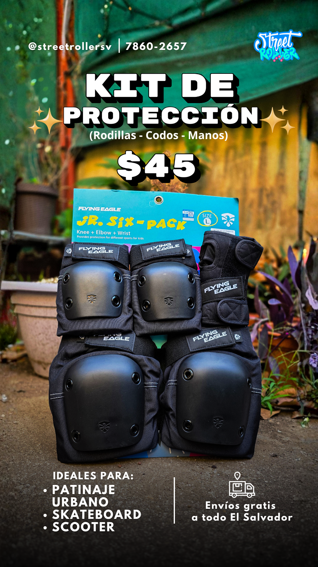 Streetrollersv Shop Facebook ad: ¡Patina protegido!