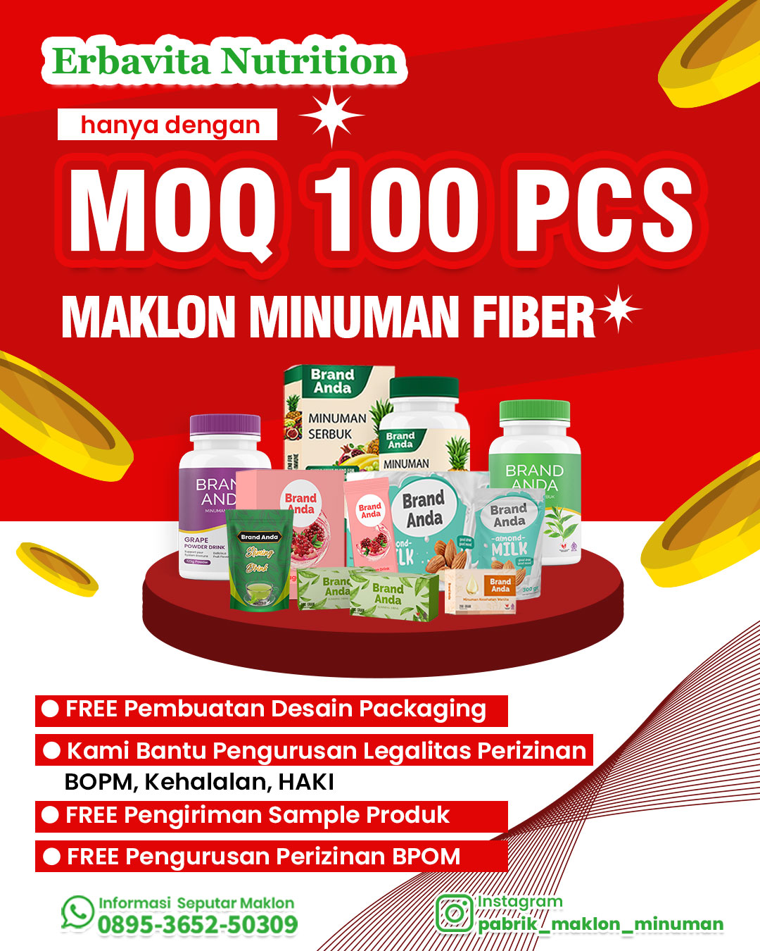 Erbavita Nutrition Facebook ad: Promo MOQ 100 Pcs