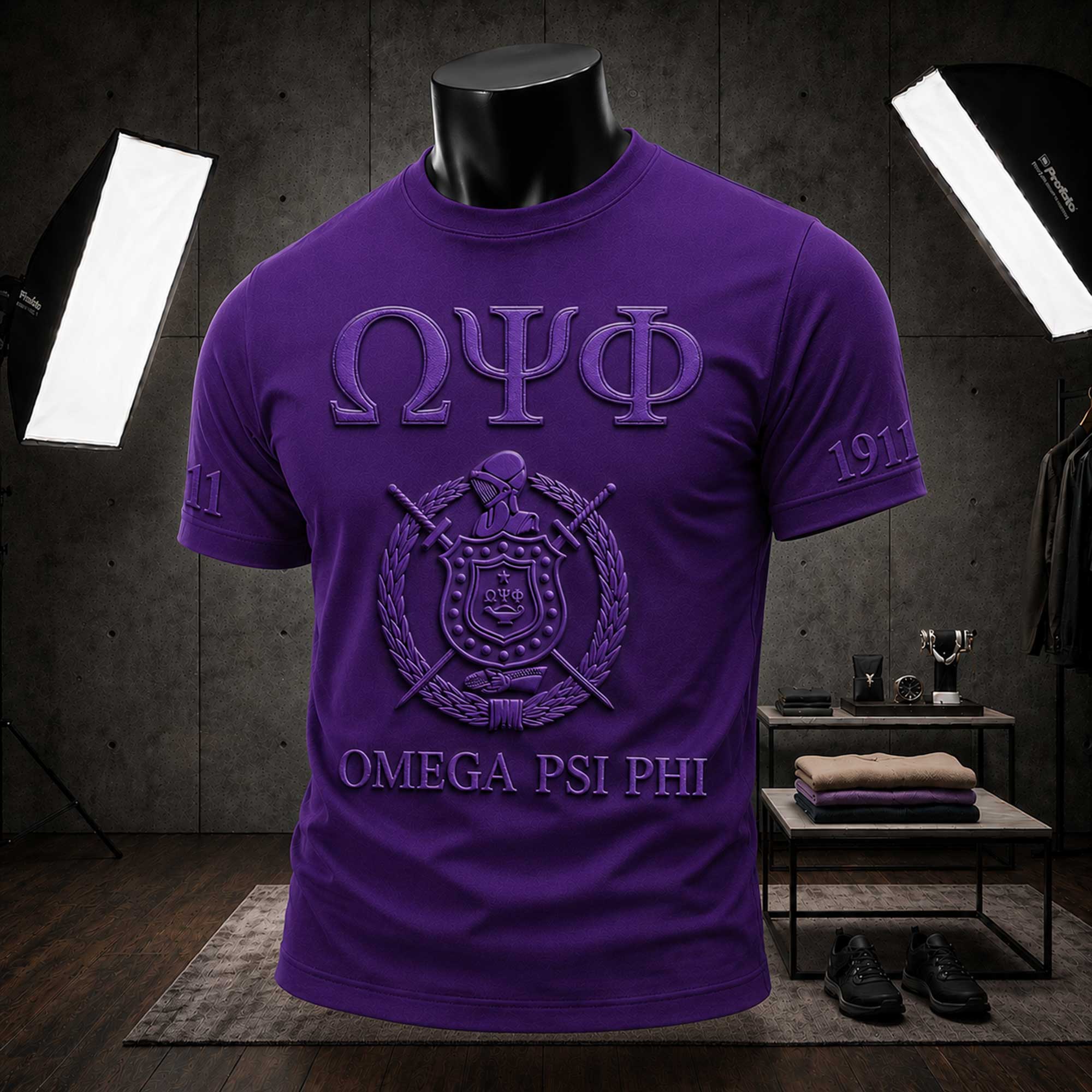 Divine Nine Sororities & Fraternities Facebook ad: ΩΨΦ Signature Embossed Tee