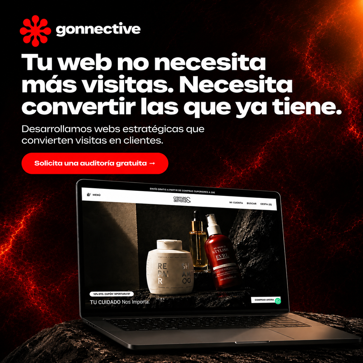 Gonnective Facebook ad: Consigue tu auditoría web GRATIS
