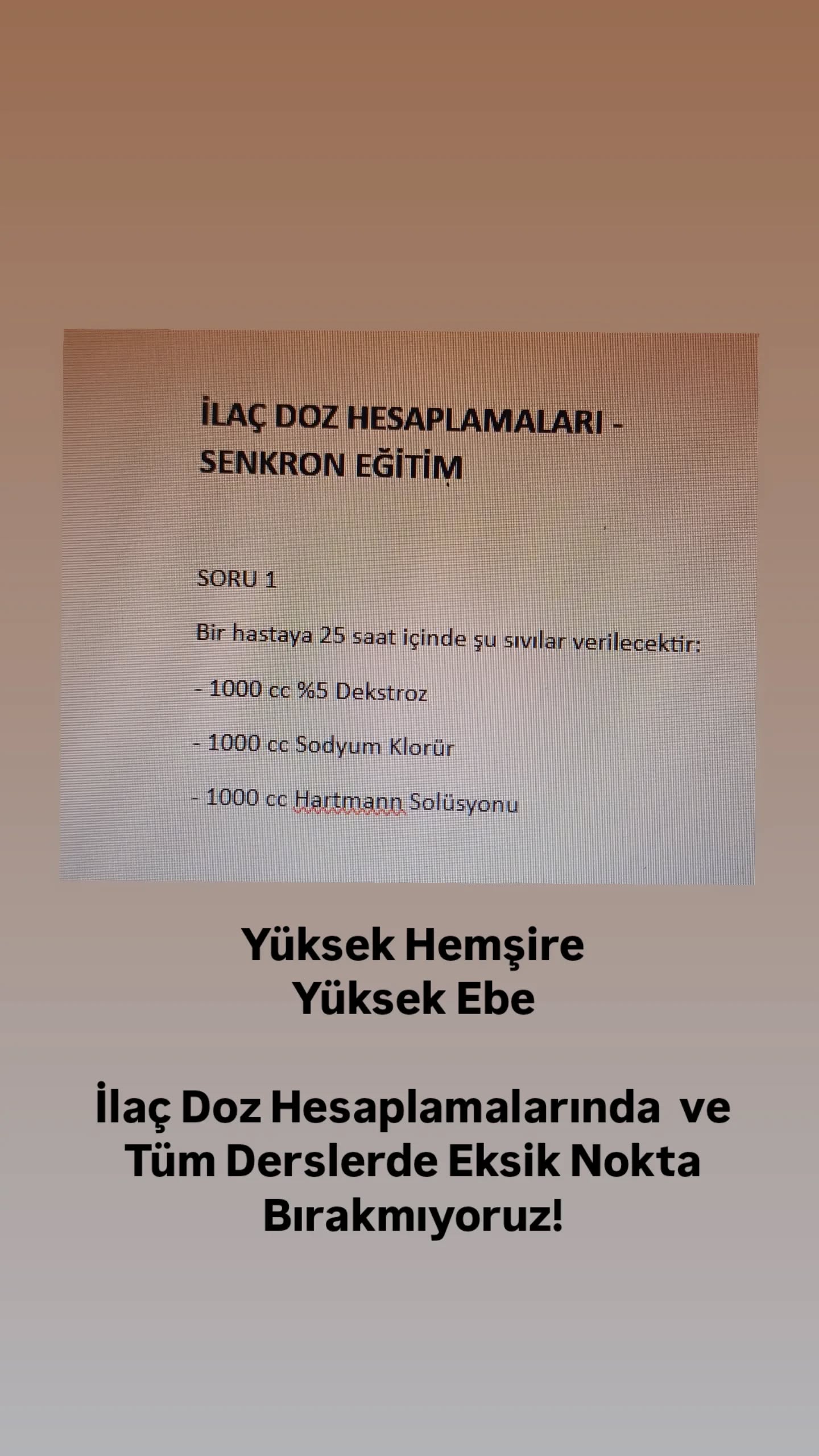 Senkron Eğitim Facebook ad: Yüksek Hemşire