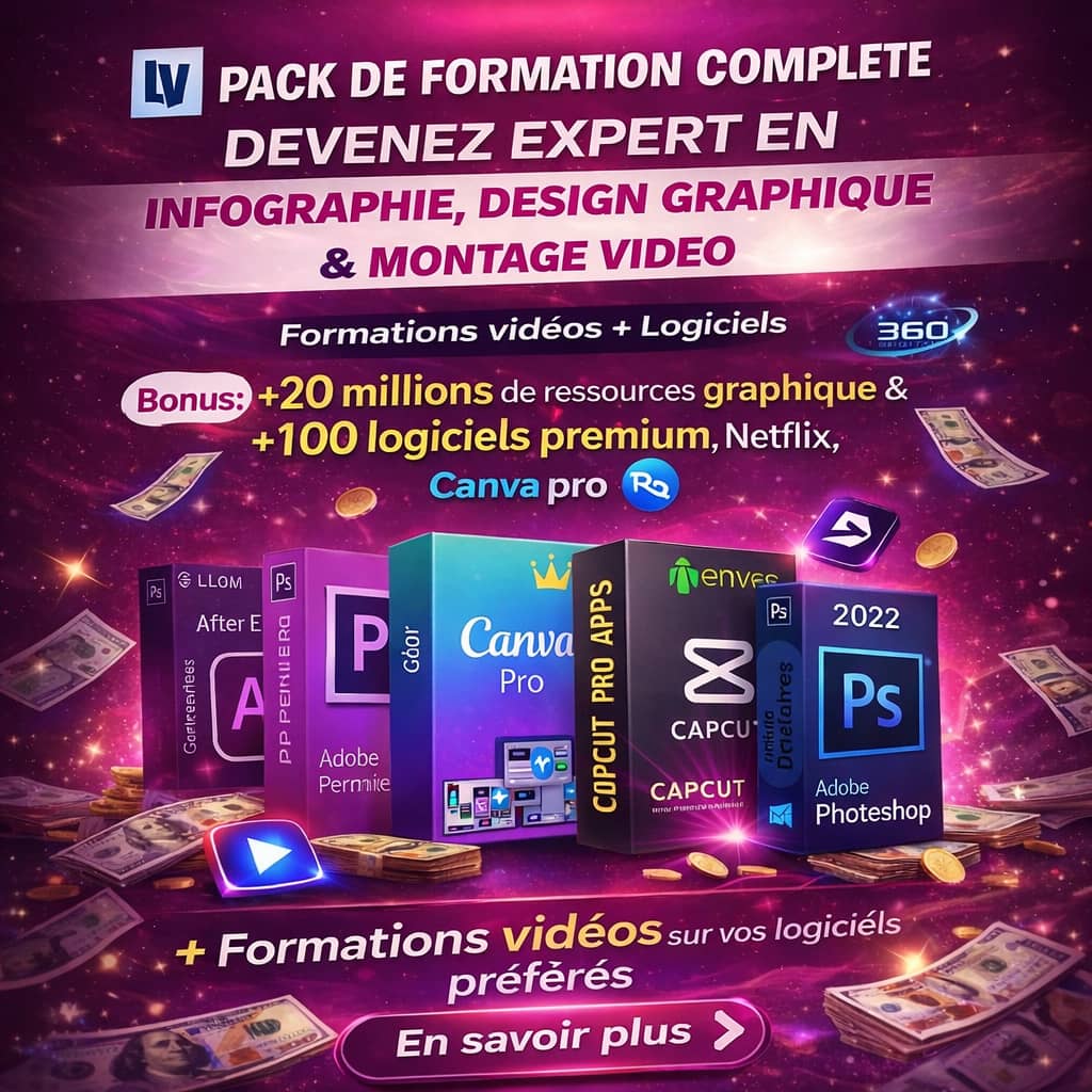 Librairie Virtuelle 226 Facebook ad: PACK INFOGRAPHIE ET MONTAGE VIDEO PRO