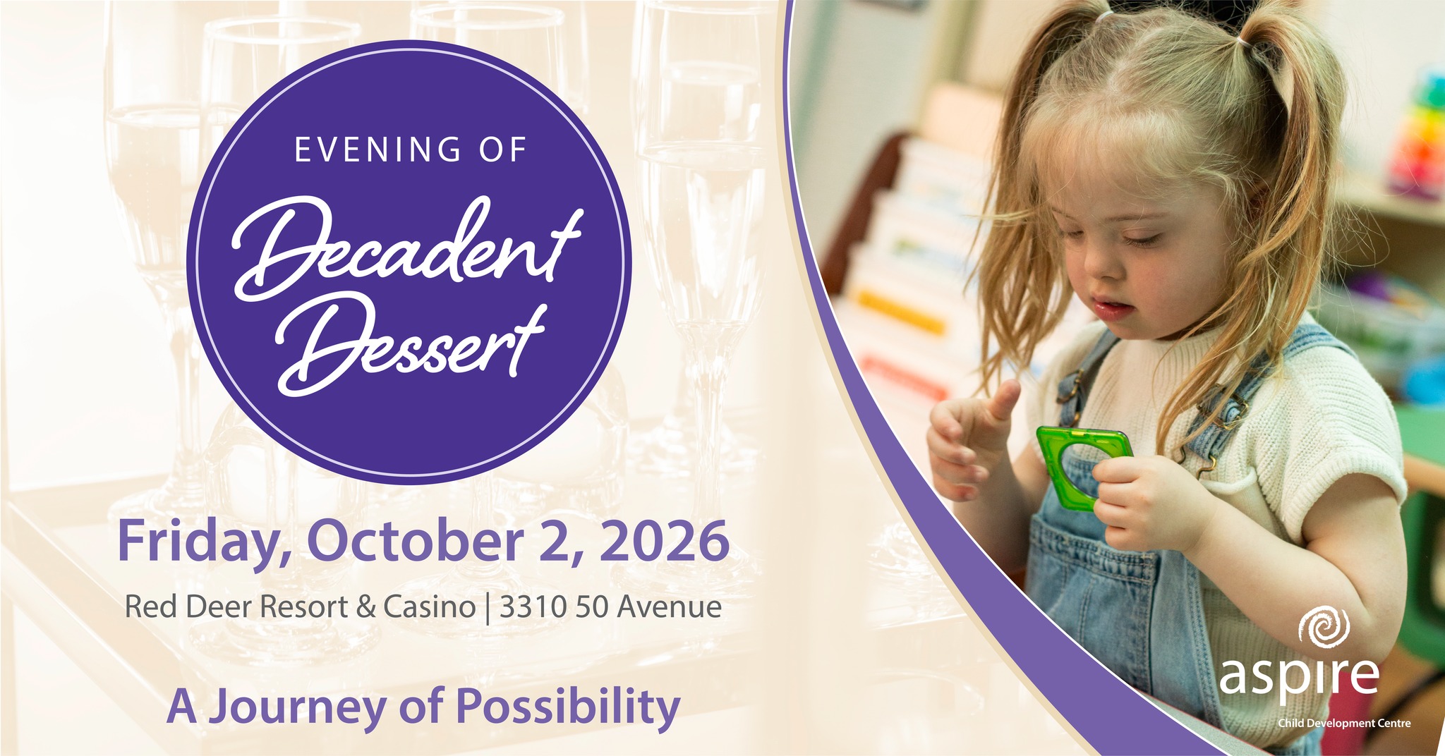 Aspire Child Development Centre Facebook ad: Evening of Decadent Dessert