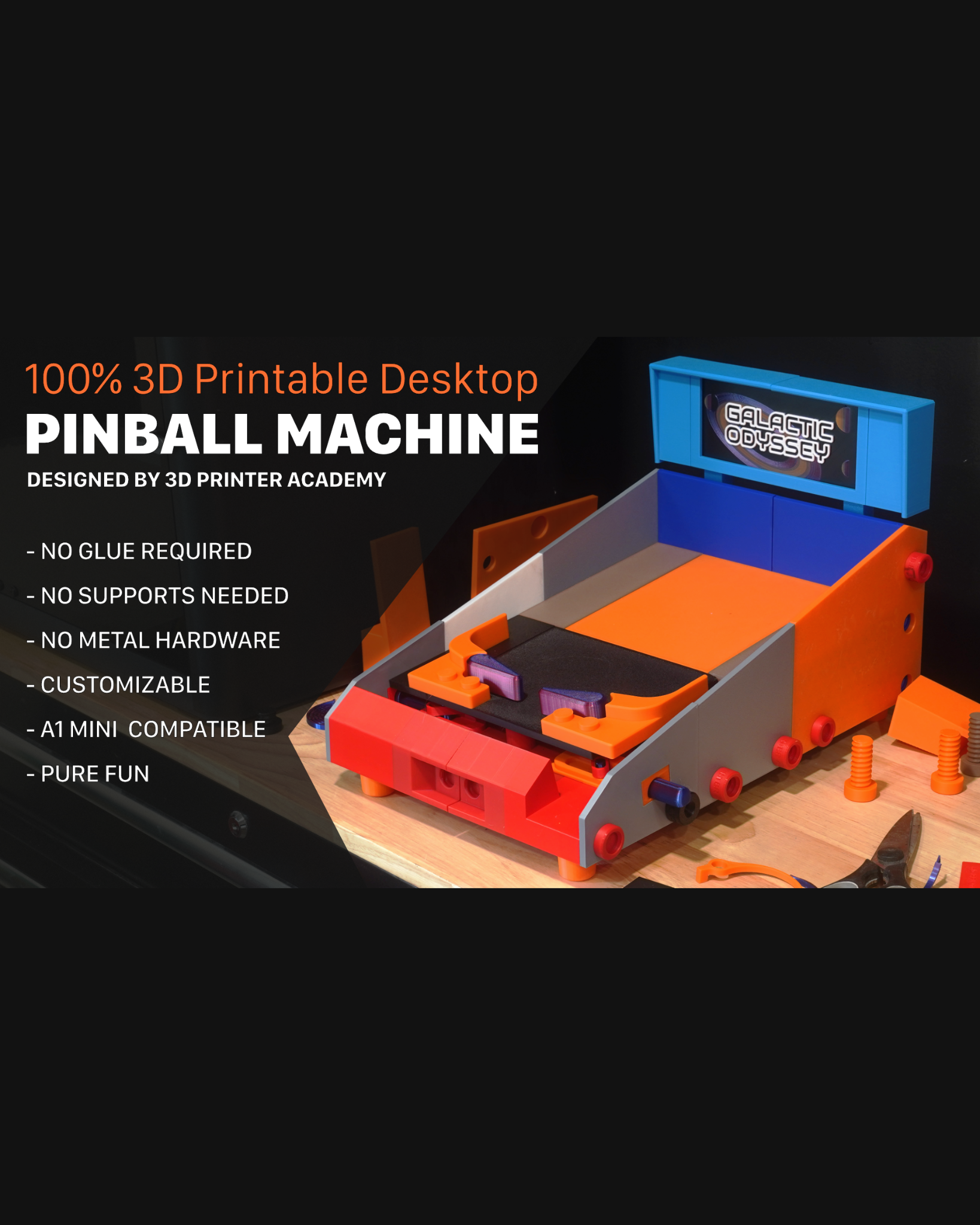 3D Printer Academy Facebook ad: Coming soon: 3D Printable Pinball Machine | Galactic Odyssey