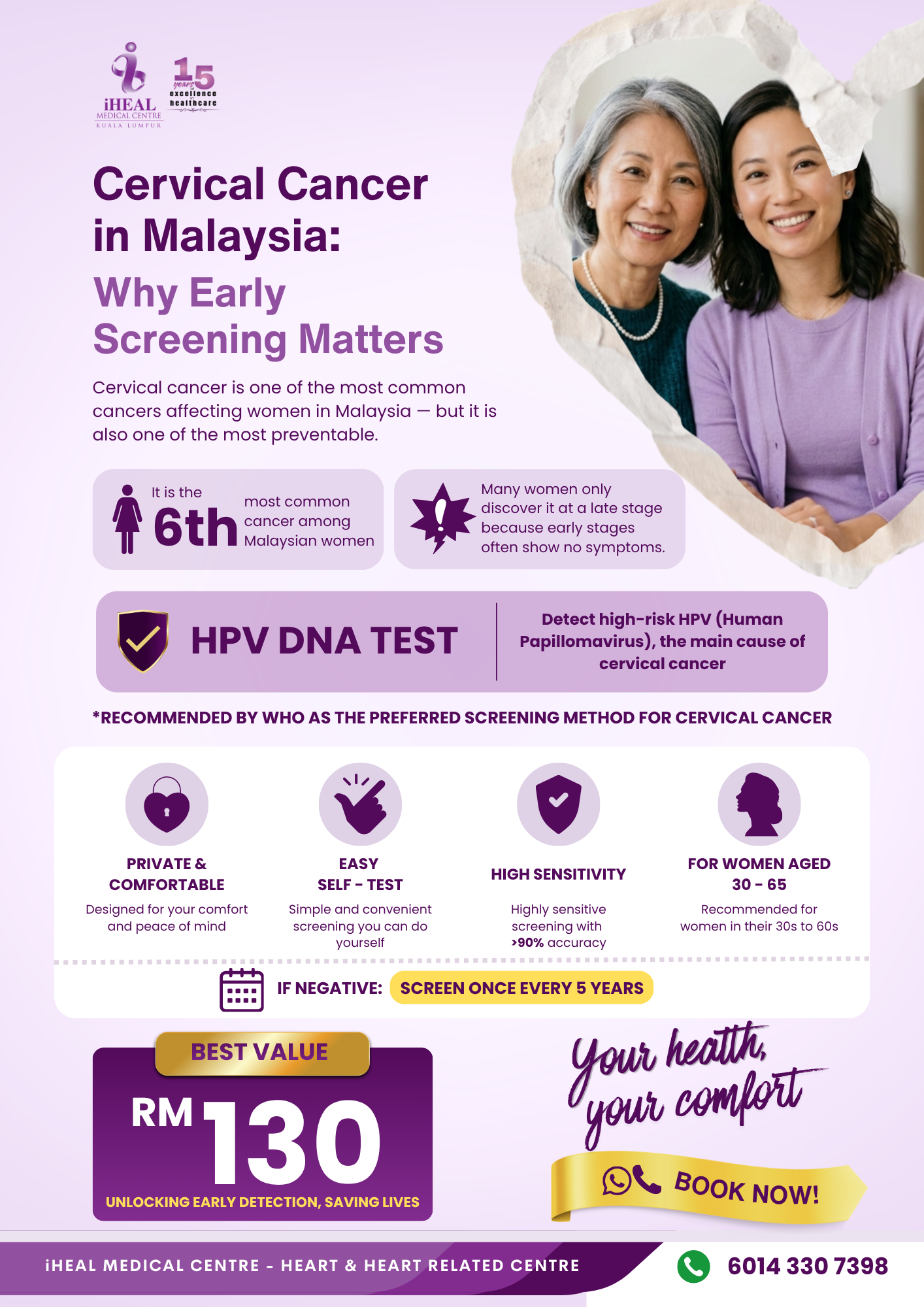 iHEAL Medical Centre Facebook ad: GET HPV TEST NOW