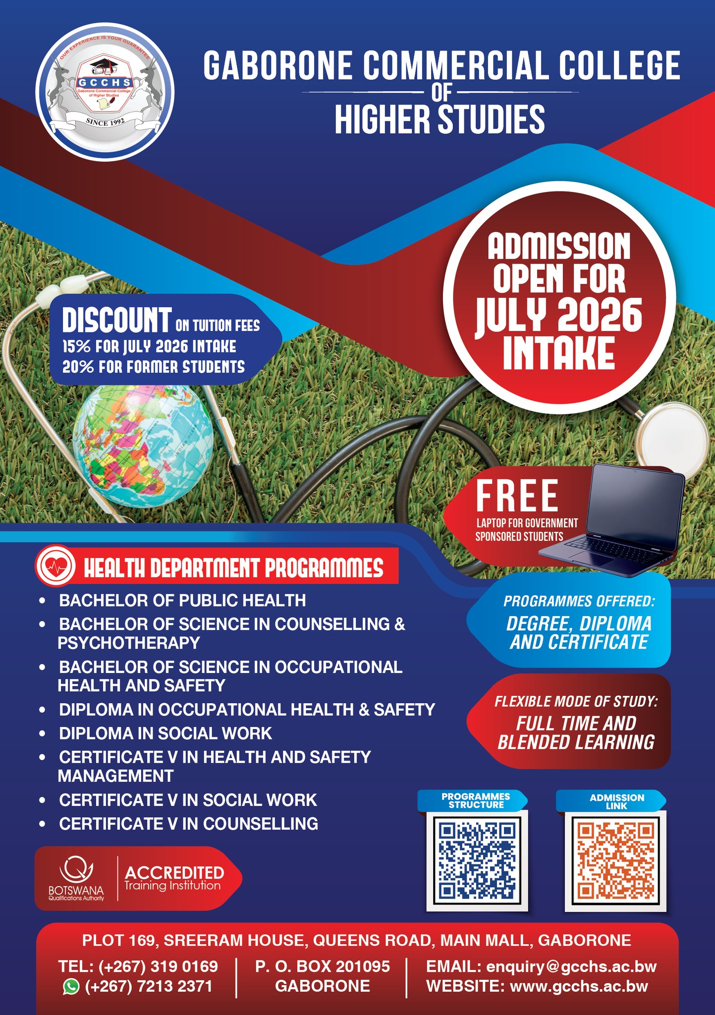Gaborone Commercial College of Higher Studies Facebook ad