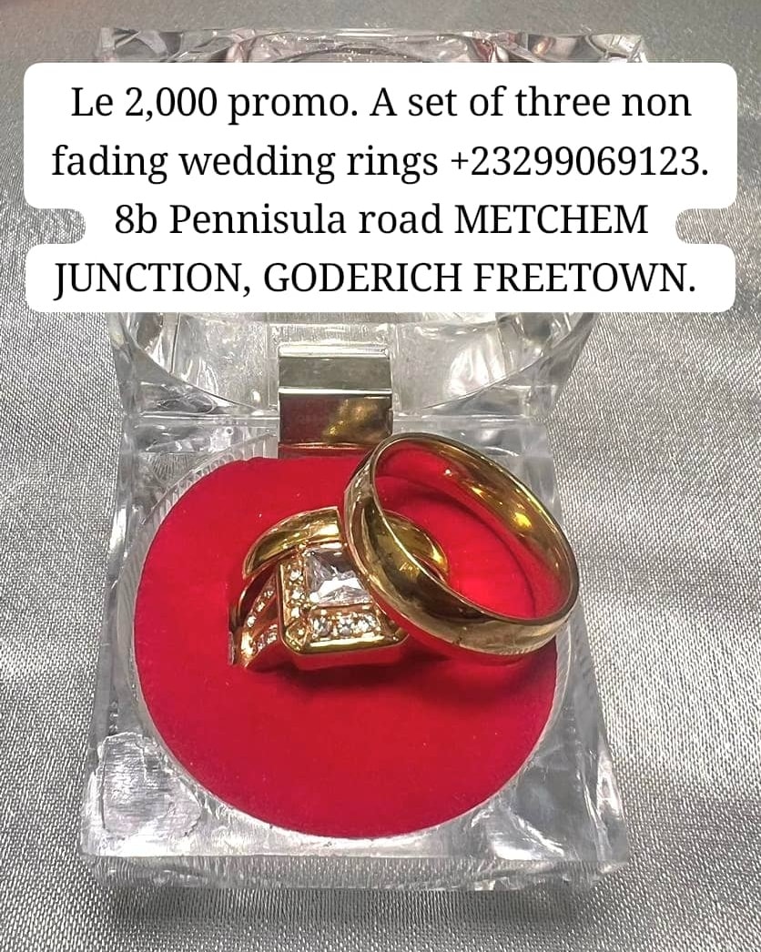 Rentadress Nostress Facebook ad: Promo! 2,000 Leones Wedding rings Sierra Leone promotion.