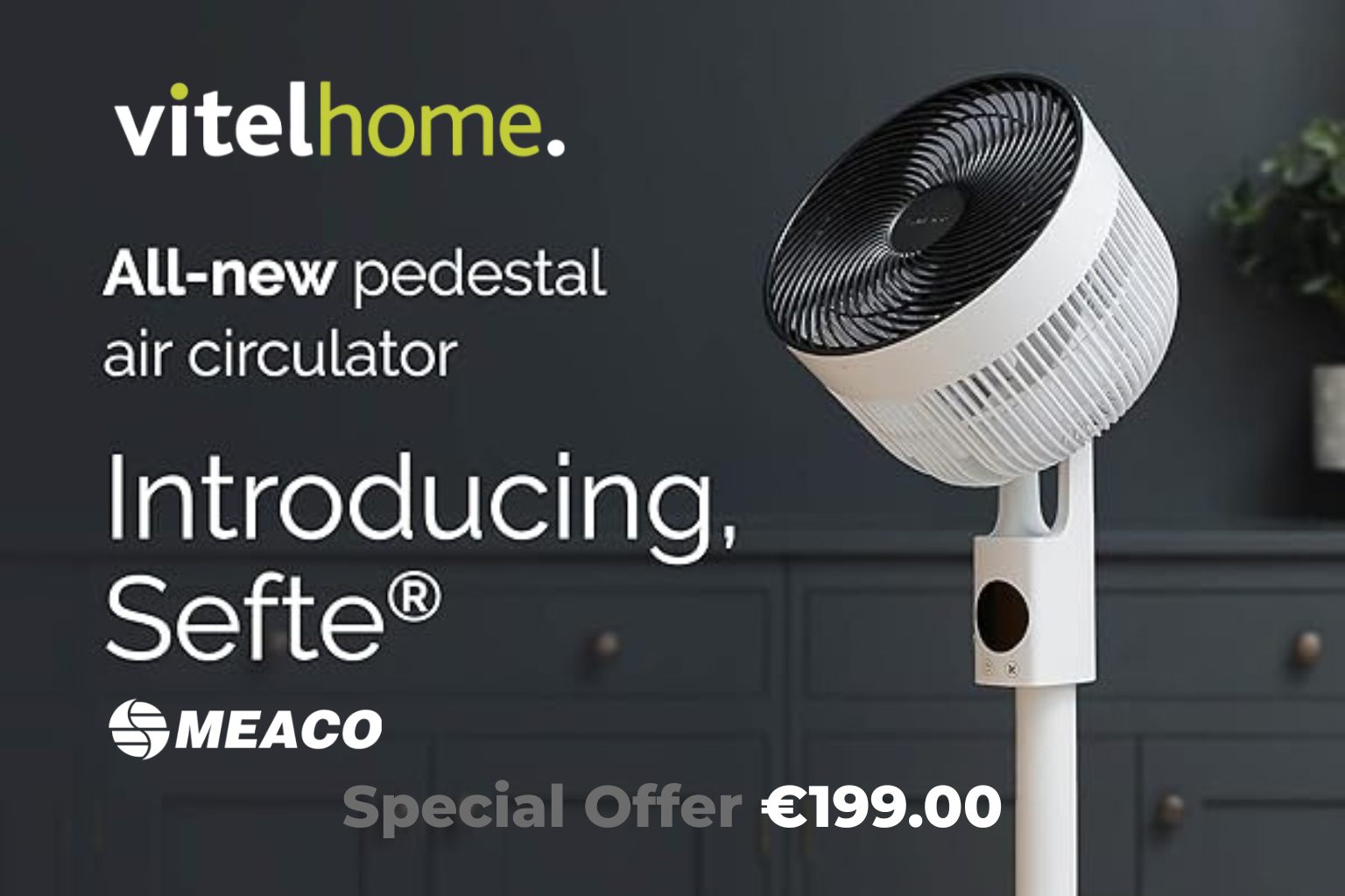 Vitel Home Facebook ad: MeacoFan Sefte 10″ 3 in 1 Pedestal &…