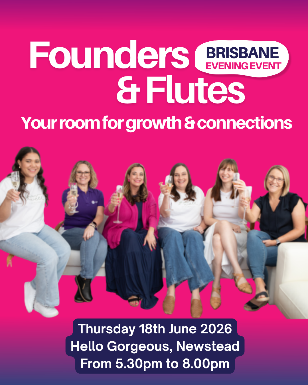 Leap Lab Facebook ad: Founders & Flutes Brisbane