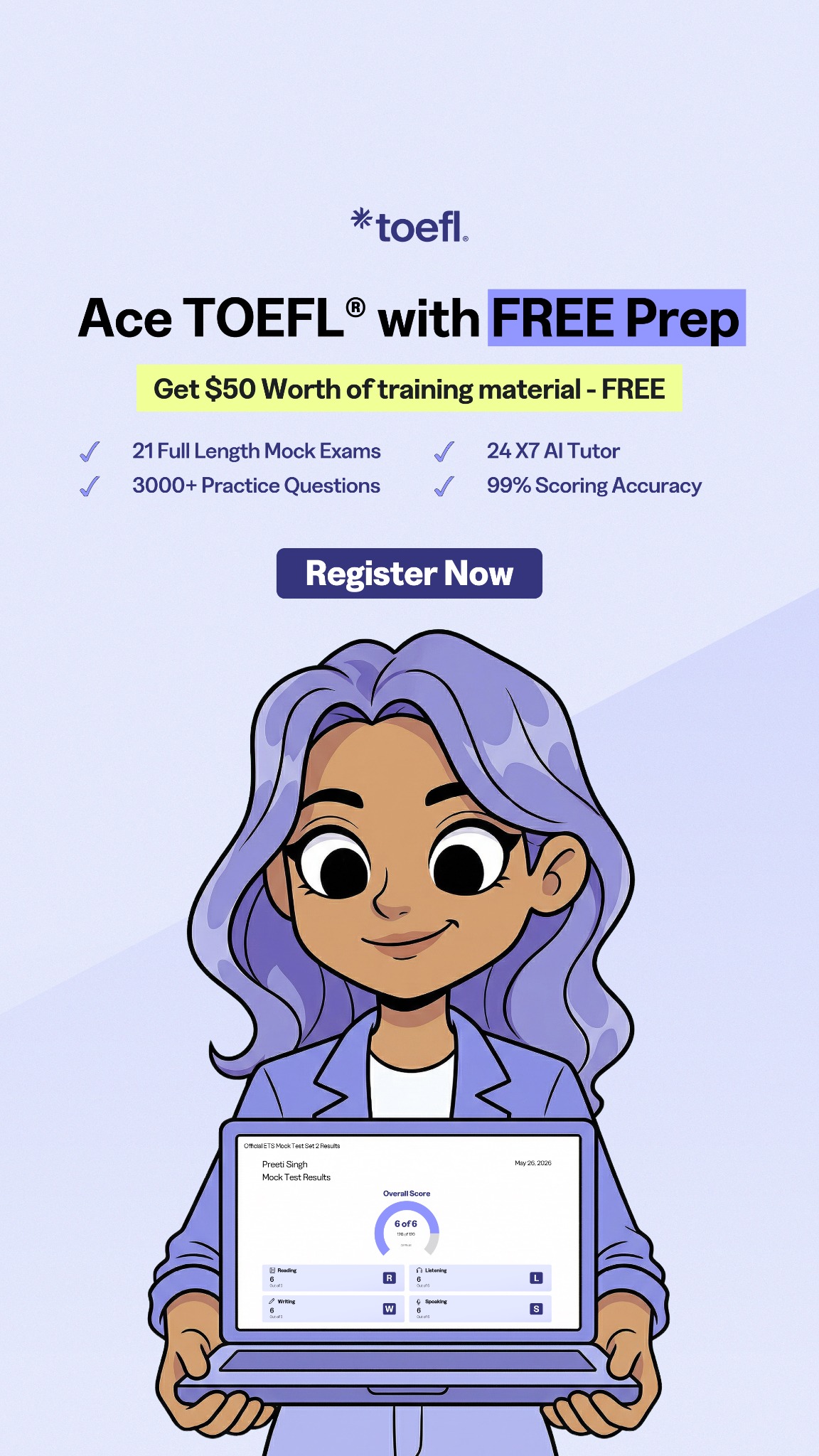 TOEFL Facebook ad from Jul 16, 2026