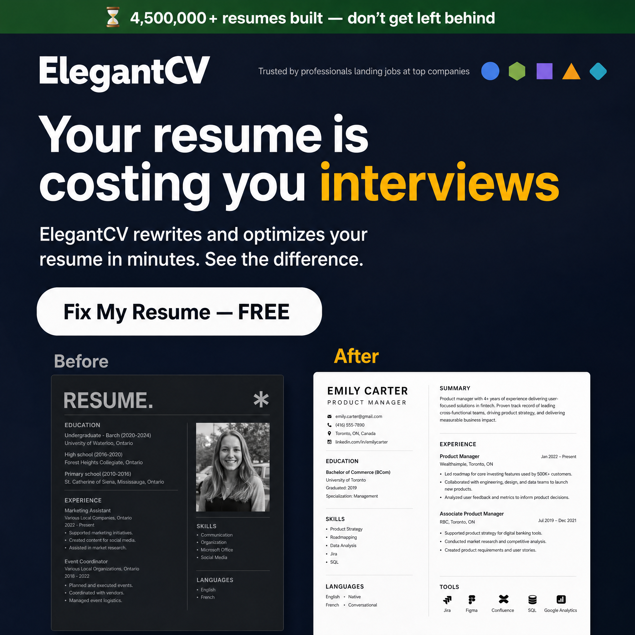 Elegant CV Facebook ad