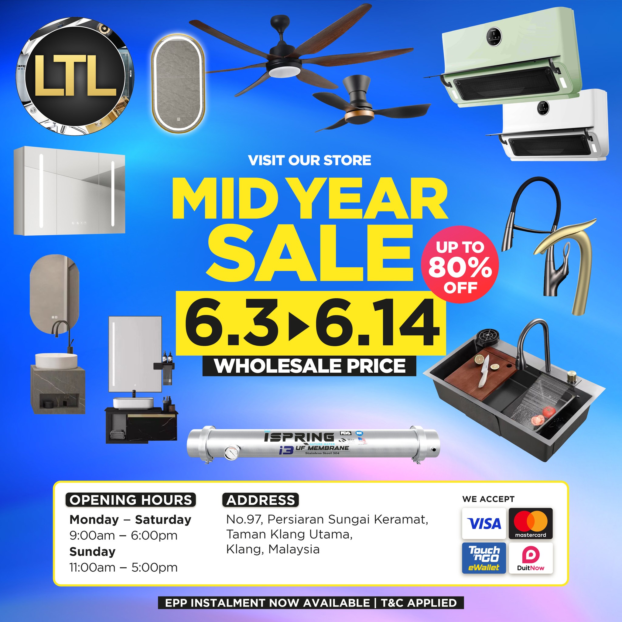 LTL Sanitaryware, Tiles & Lighting - Klang Utama Facebook ad: 𝐁𝐀𝐓𝐇 𝐊𝐈𝐓𝐂𝐇𝐄𝐍 𝐋𝐈𝐆𝐇𝐓𝐈𝐍𝐆 𝐓𝐈𝐋𝐄𝐒