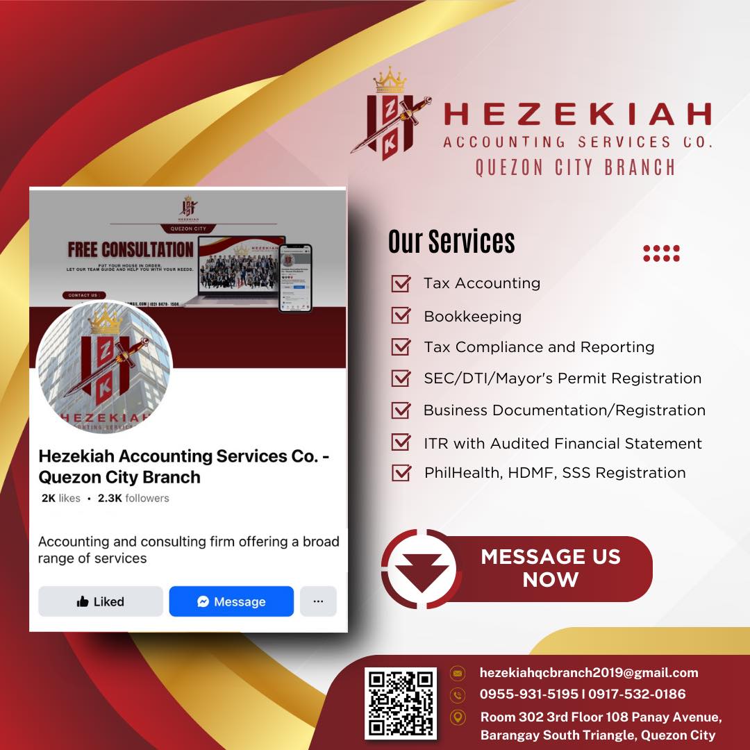 Hezekiah Accounting Services Co. - Quezon City Branch Facebook ad: From bookkeeping to tax planning, we've got your…