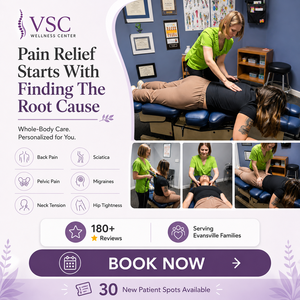 VSC Wellness Center Facebook ad: Ready To Start Living A Pain-Free Life?