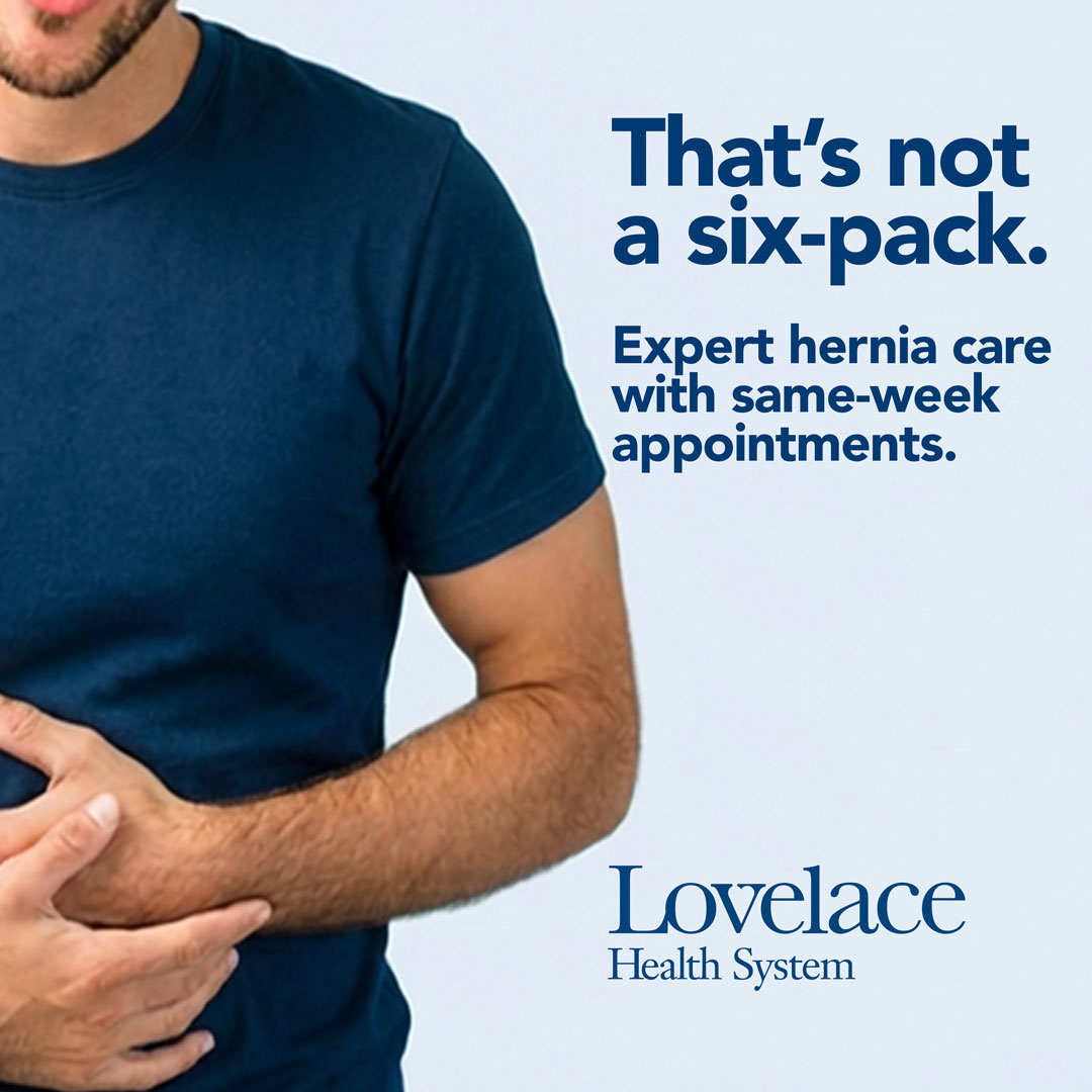 Lovelace Health System Facebook ad: Hernia Treatment Near You